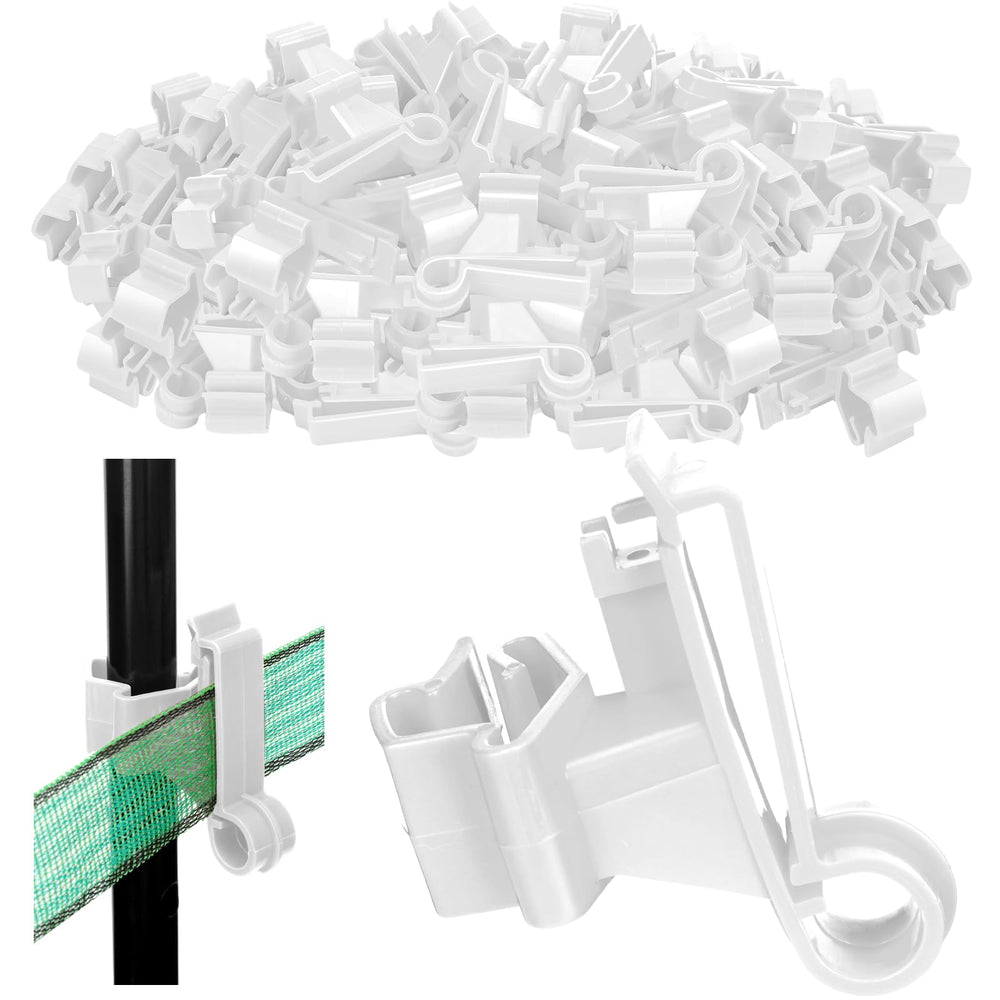 Chunful front packaging showing 100 white T-post insulators and clear labeling for easy identification