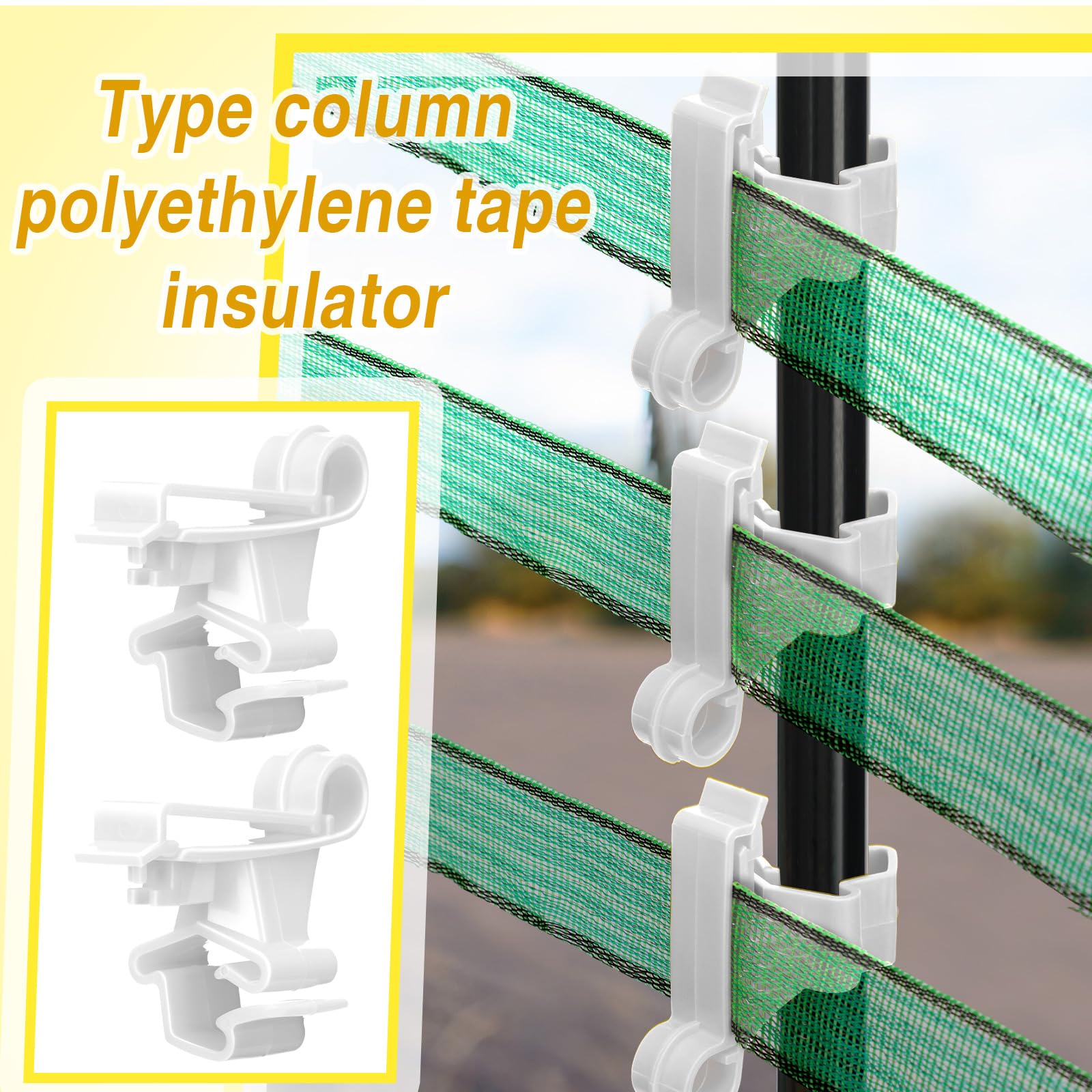 chunful insulator clipped on T-post side view showing secure tape retention benefit