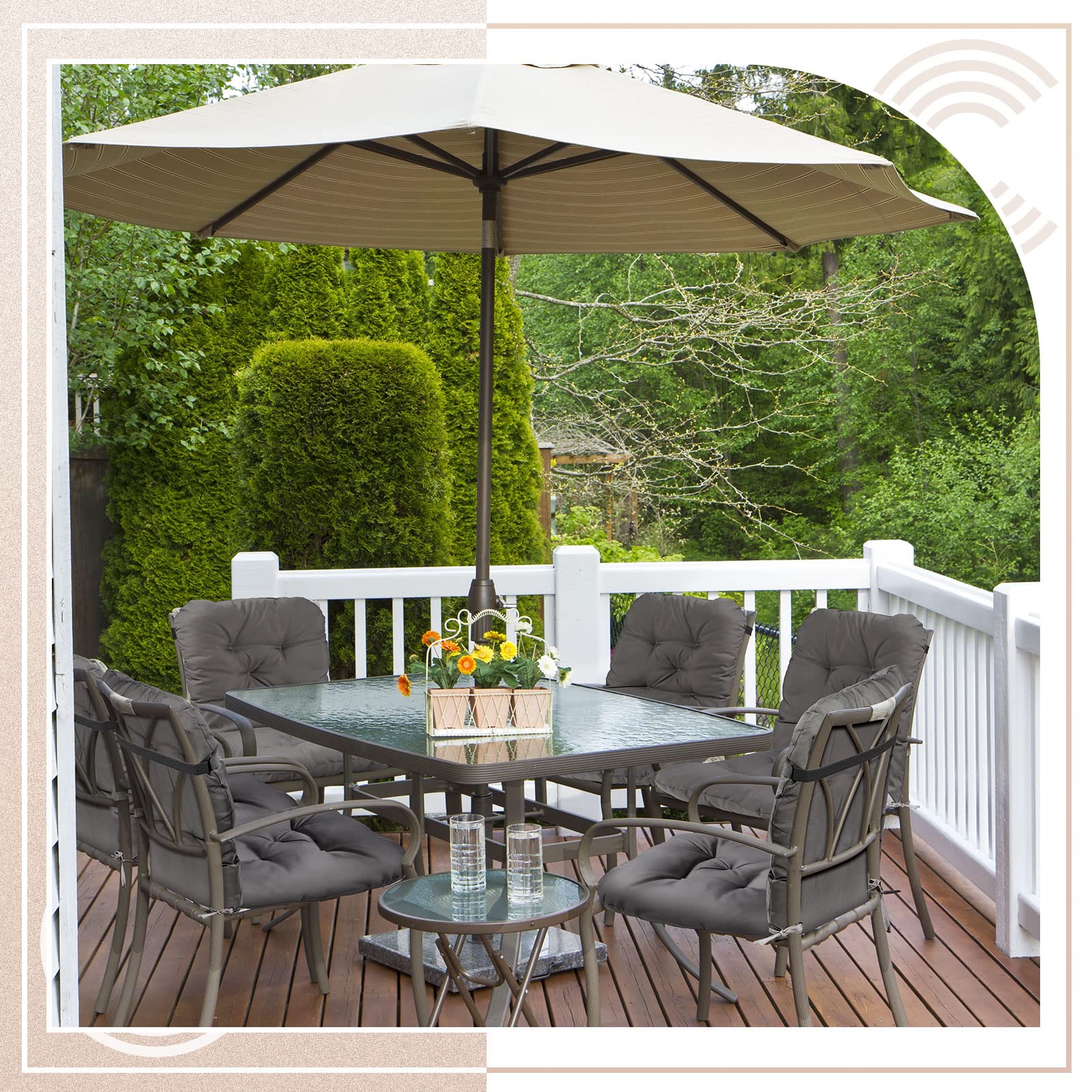 Chunful cushions on patio chair set showing styled outdoor seating benefit