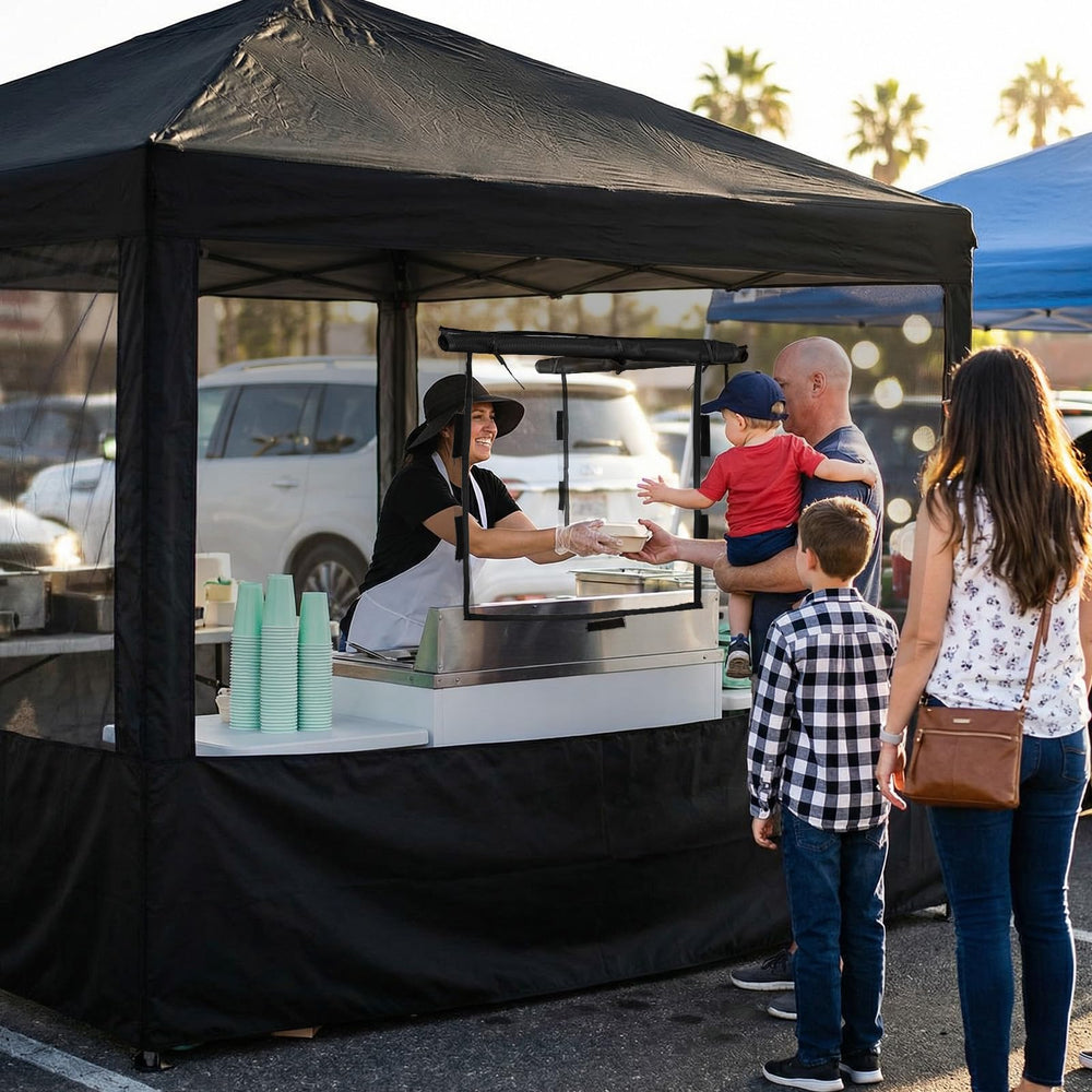 Chunm installed at a market booth showing professional appearance benefit