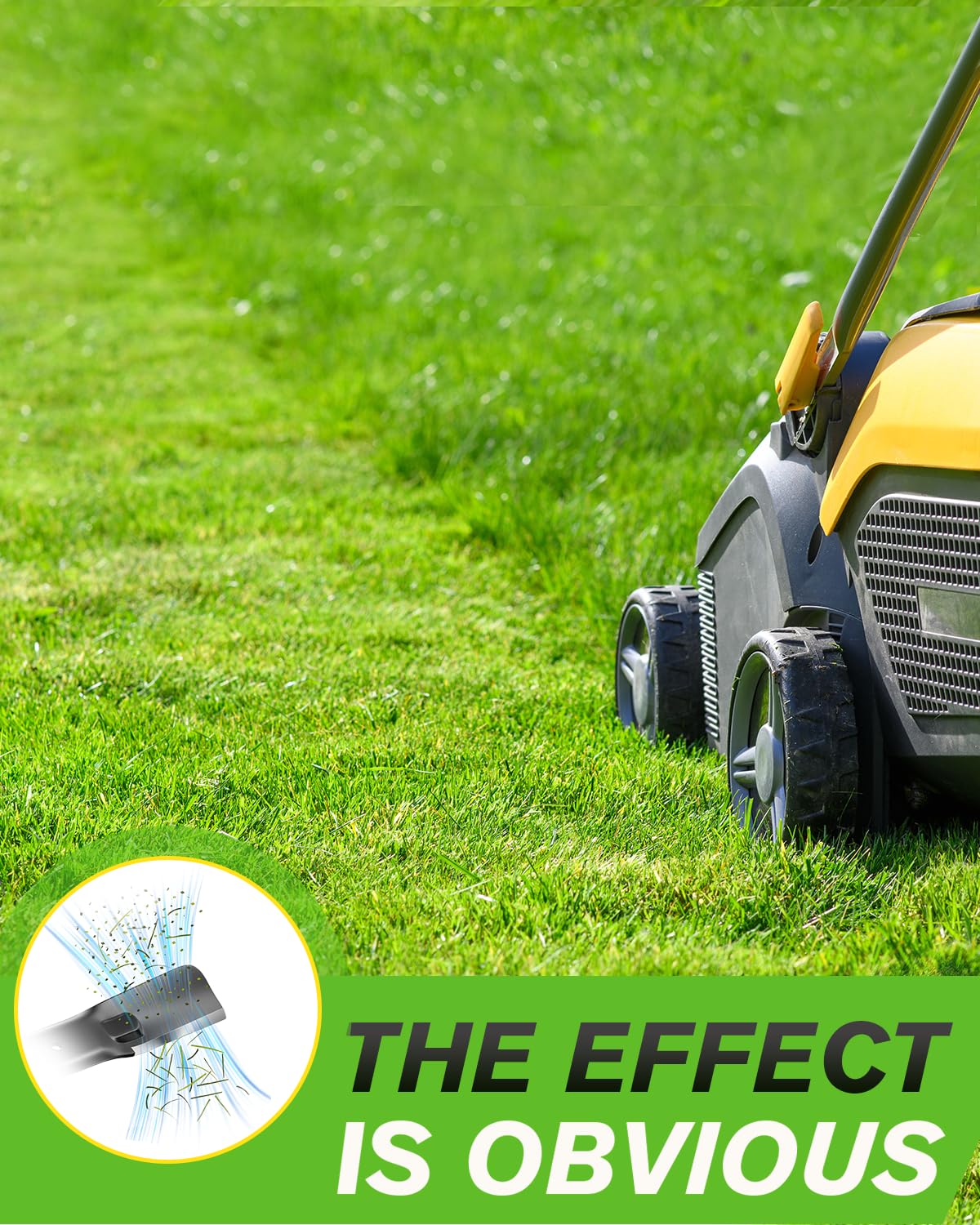 Chway blade mulching performance cutting lawn to produce fine clippings and tidy finish