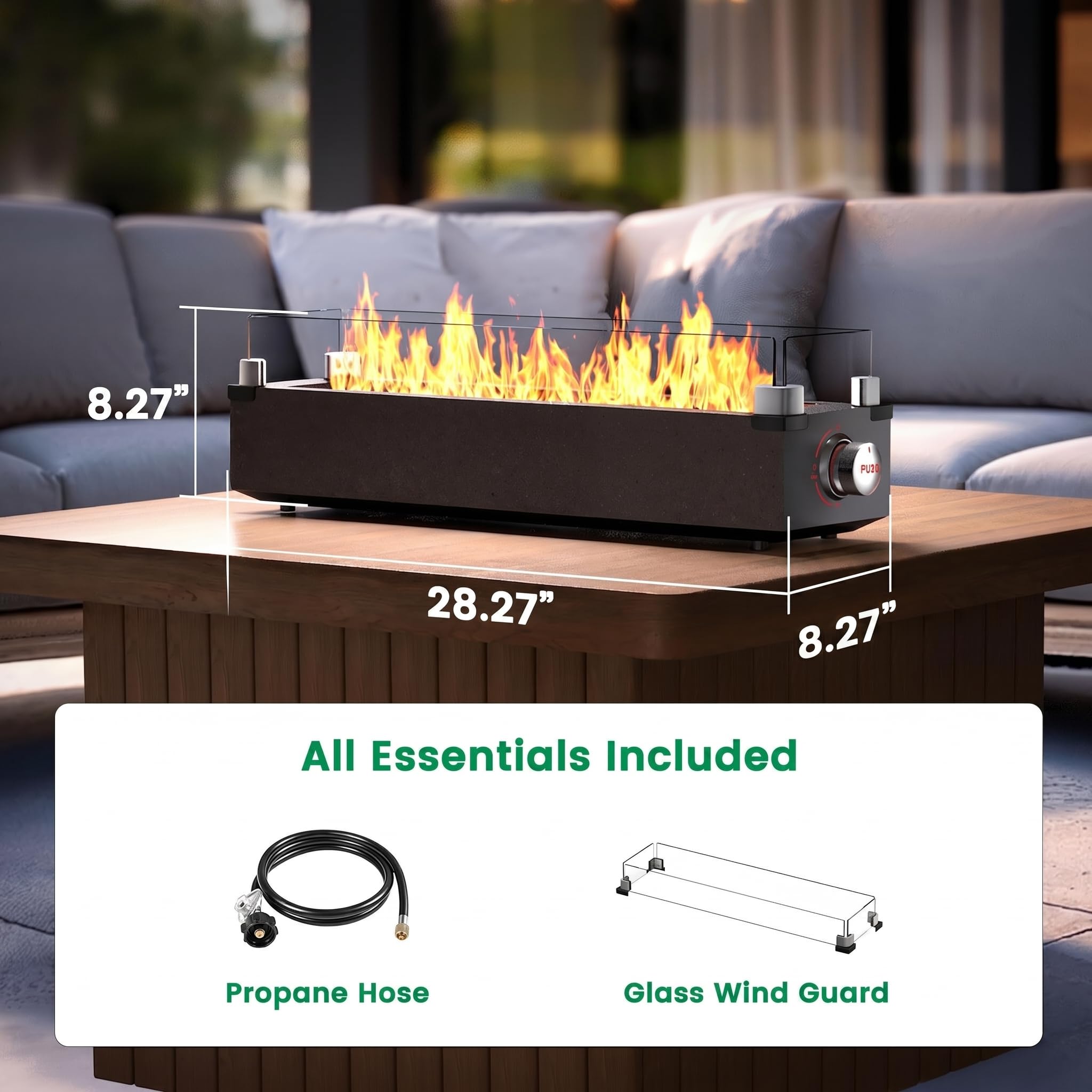 Ciays glass wind guard detail protecting flame and improving stability