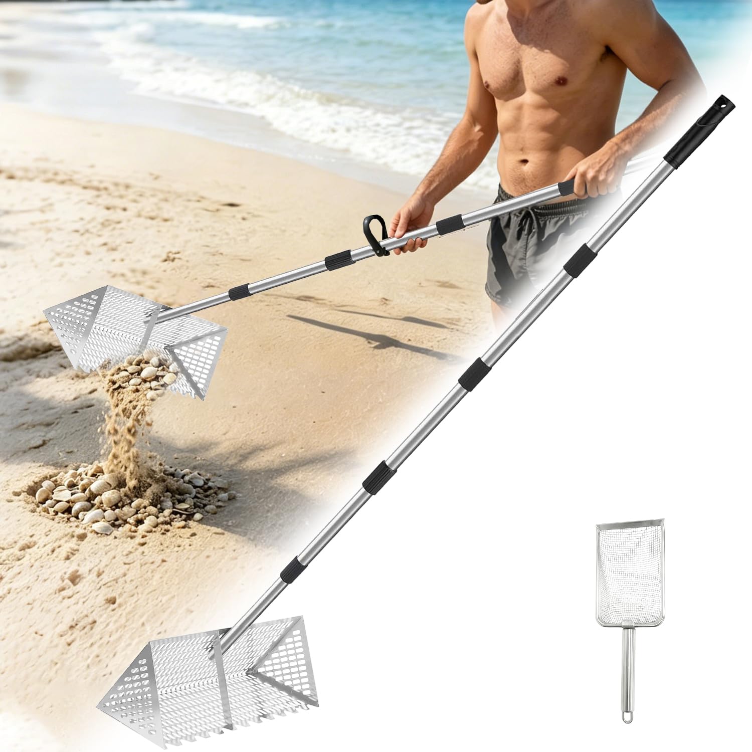 ciclvx rake front view showing basket and handle for faster bait collection