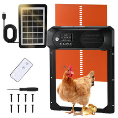 Cieex front view of automatic coop door showing large entrance and improved access