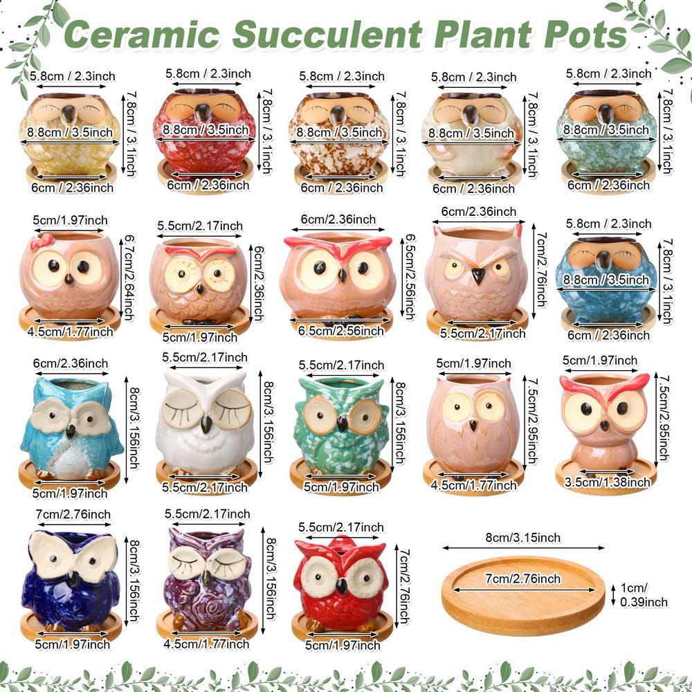 Cindeer close-up glaze and ceramic texture of owl planter highlighting durable finish and color