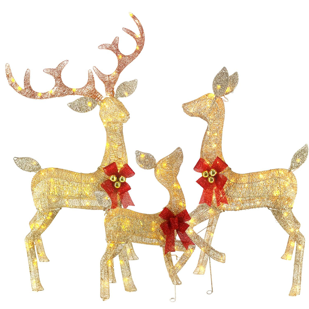 CiniQ reindeer set front view showing warm LEDs and graceful pose for curb appeal