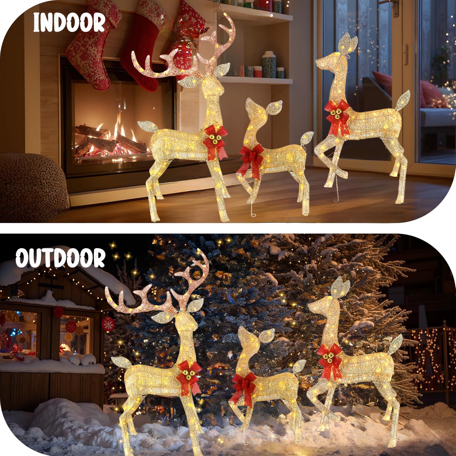 CiniQ reindeer beside chair showing scale and five-foot height reference