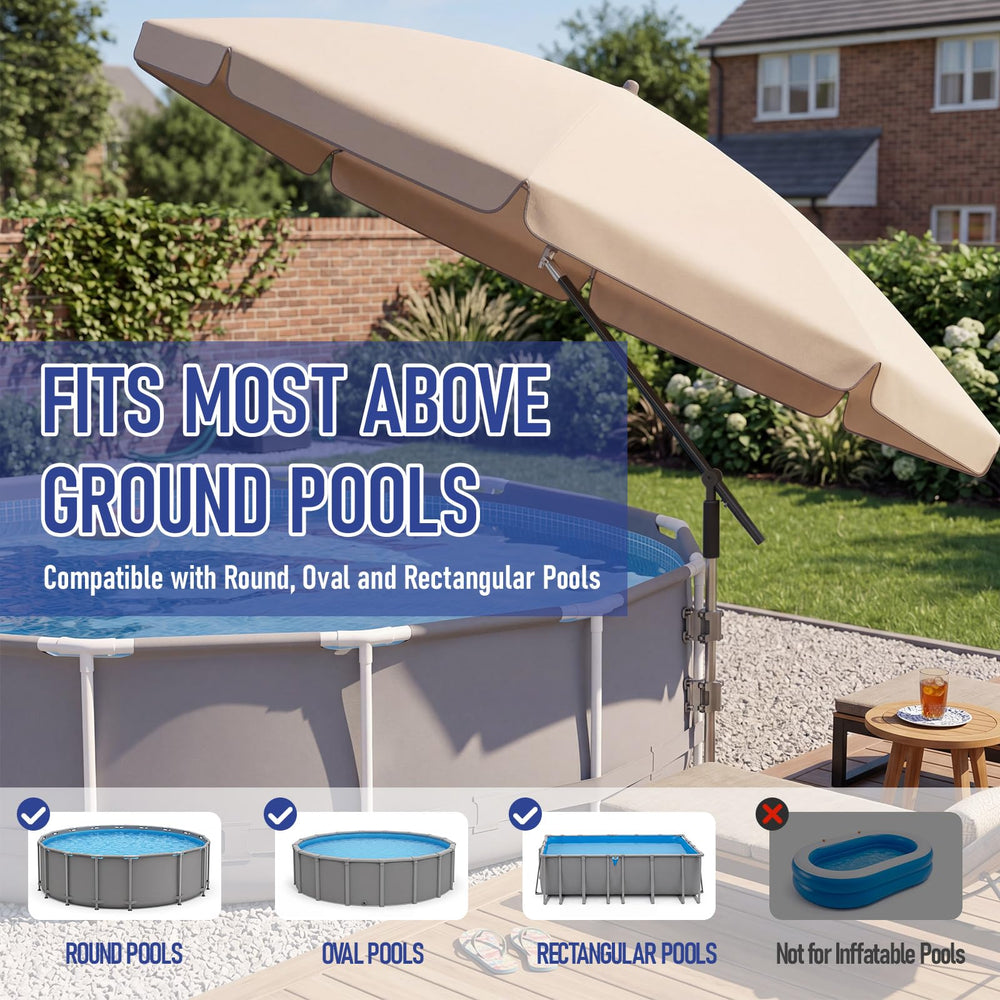 Cinnvoice beige canopy repelling light rain to keep area drier