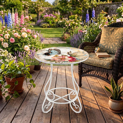 Cinnvoice front view of butterfly table showing compact patio elegance
