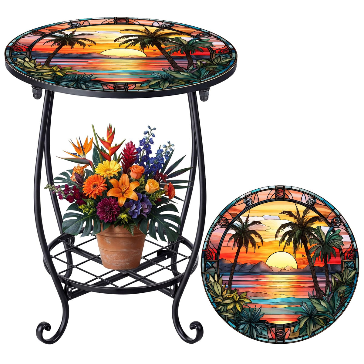 Cinnvoice front view showing palm pattern and compact patio utility