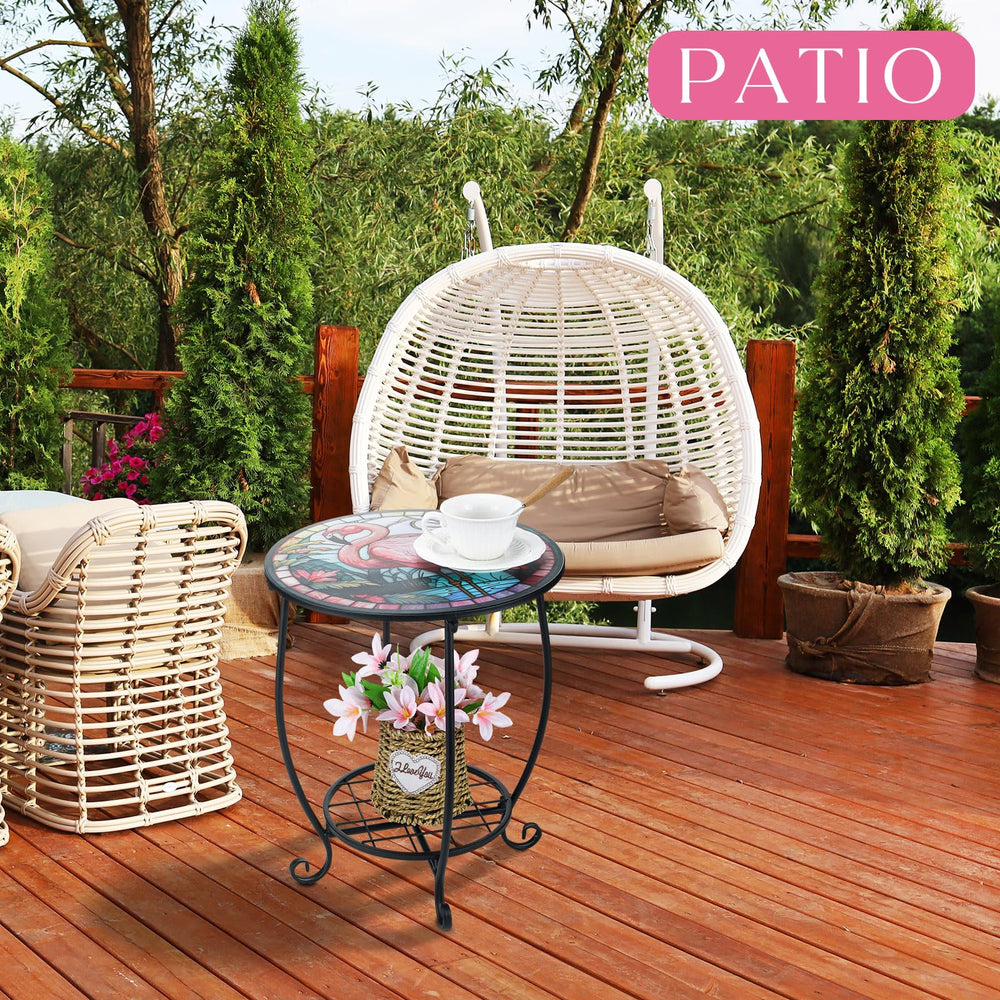 Cinnvoice in garden lifestyle setting adding charm to outdoor seating