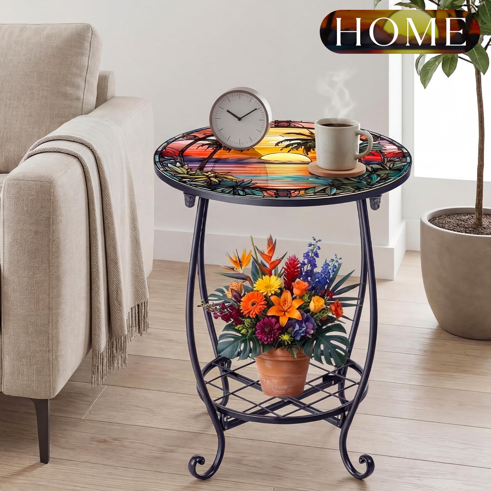 Cinnvoice on a porch with plants illustrating decorative outdoor use