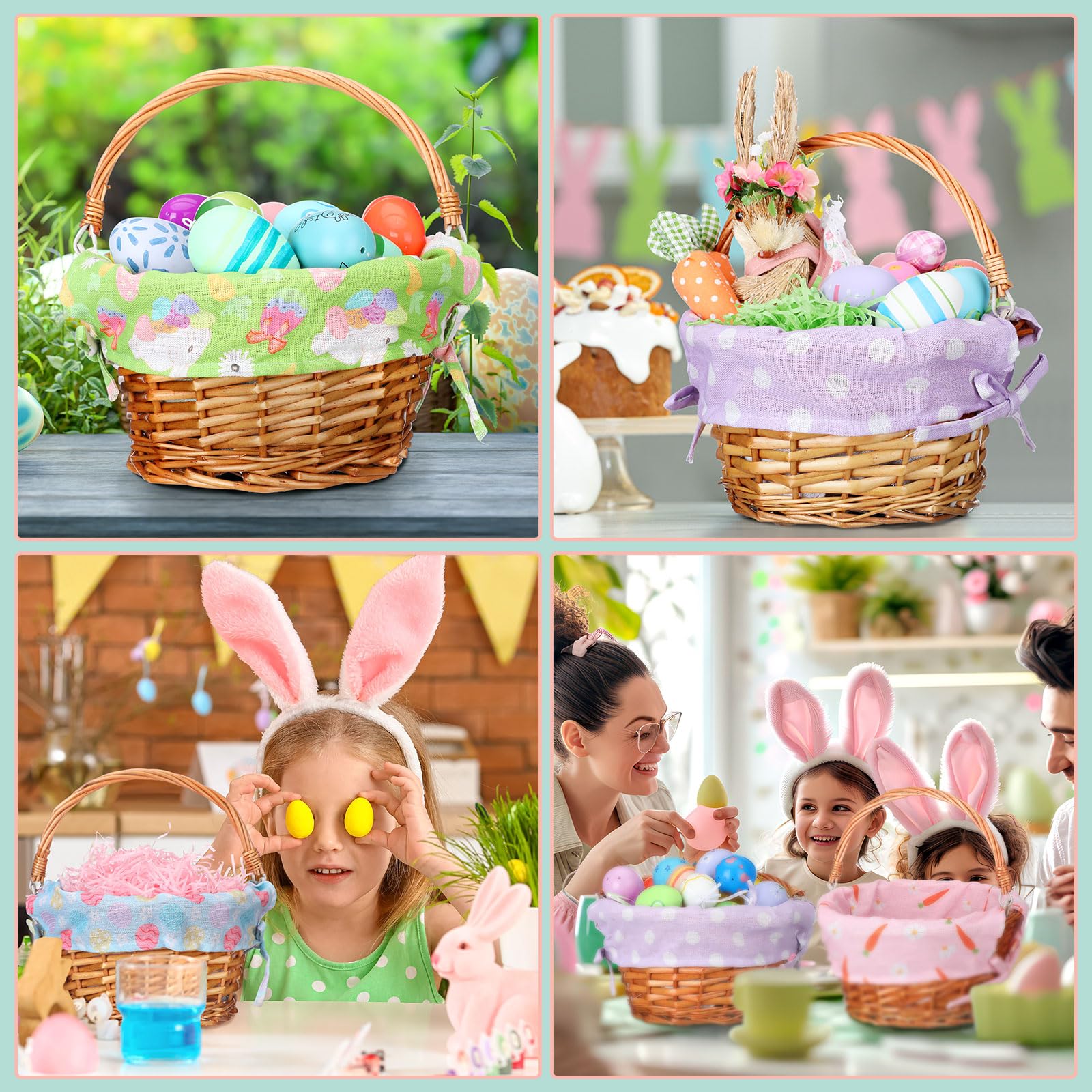 Cinnvoice baskets arranged as a table centerpiece adding springtime charm