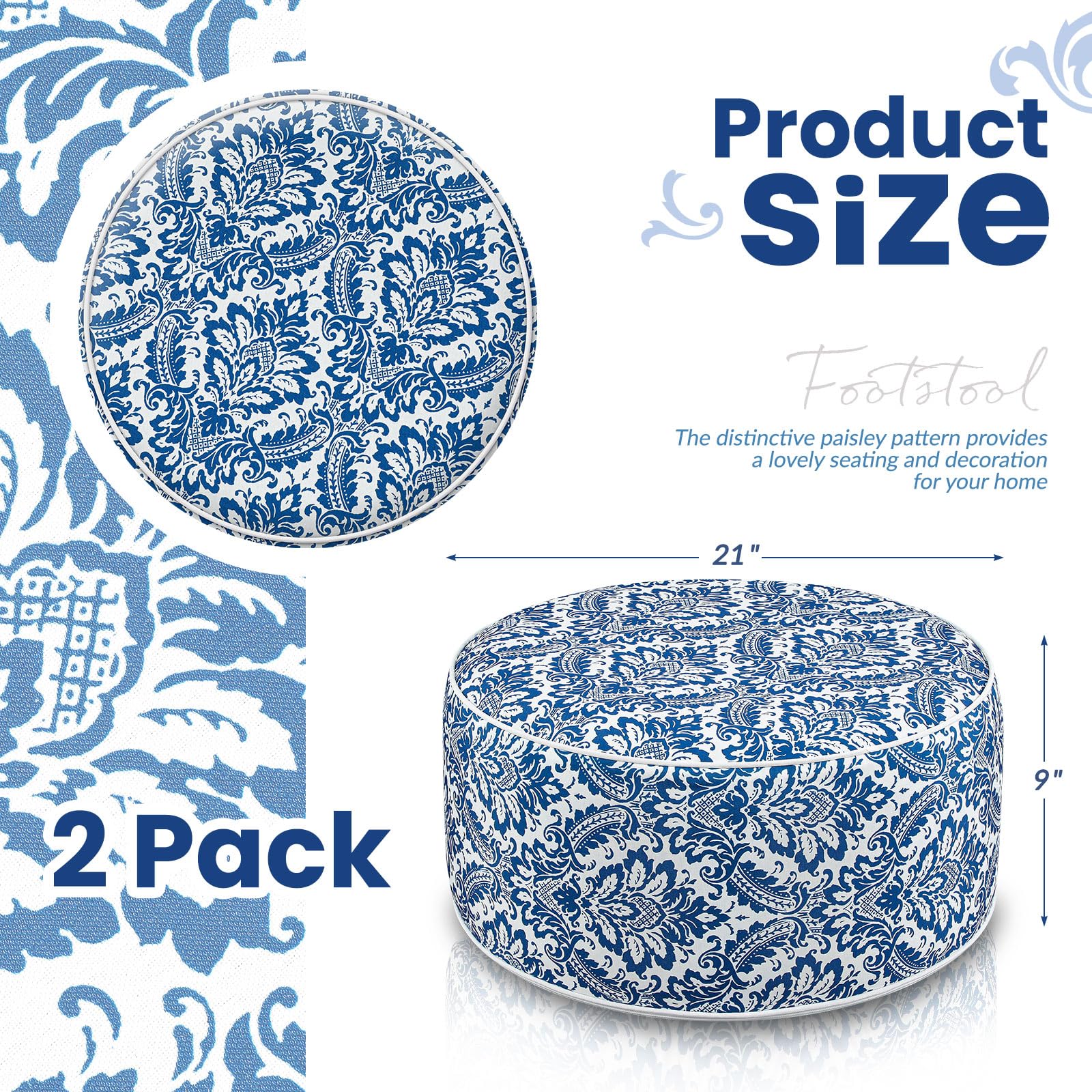 Cinnvoice ottoman close-up of fabric texture highlighting durable, fade-resistant material