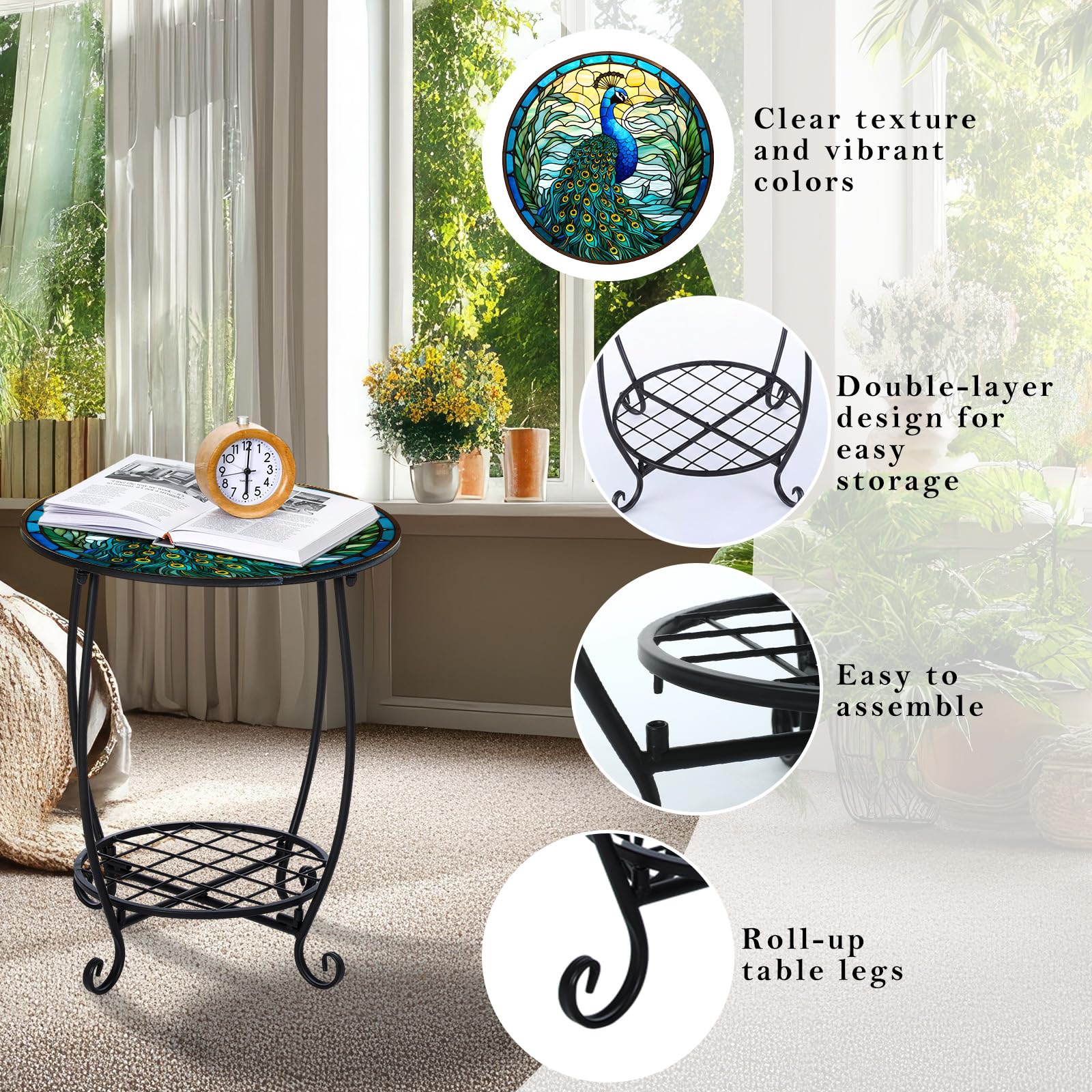 Cinnvoice side table beside coffee mug showing correct height and scale