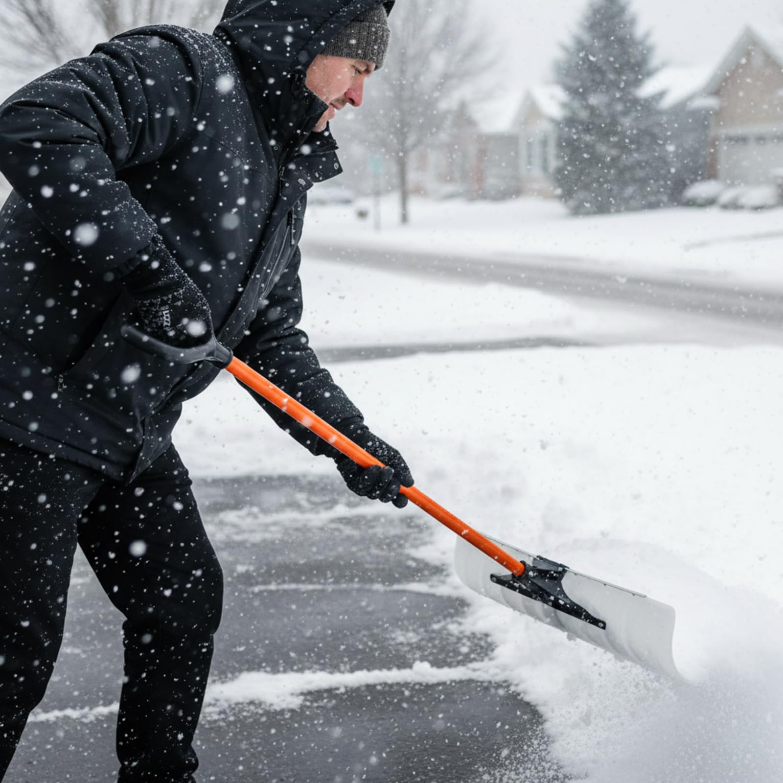 Cinnvoice 16-inch snow brush close-up, soft bristles protect car paint while sweeping snow