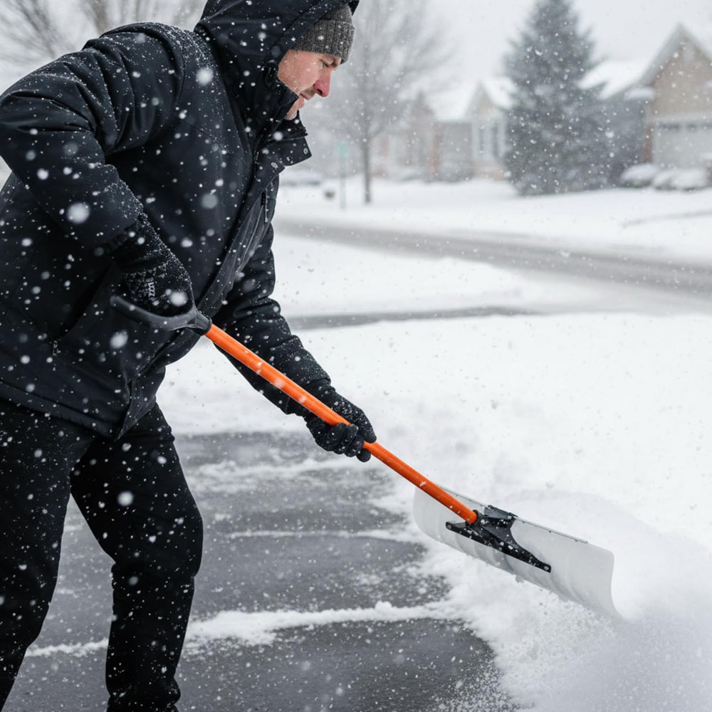 Cinnvoice 16-inch snow brush close-up, soft bristles protect car paint while sweeping snow
