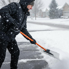 Cinnvoice 16-inch snow brush close-up, soft bristles protect car paint while sweeping snow