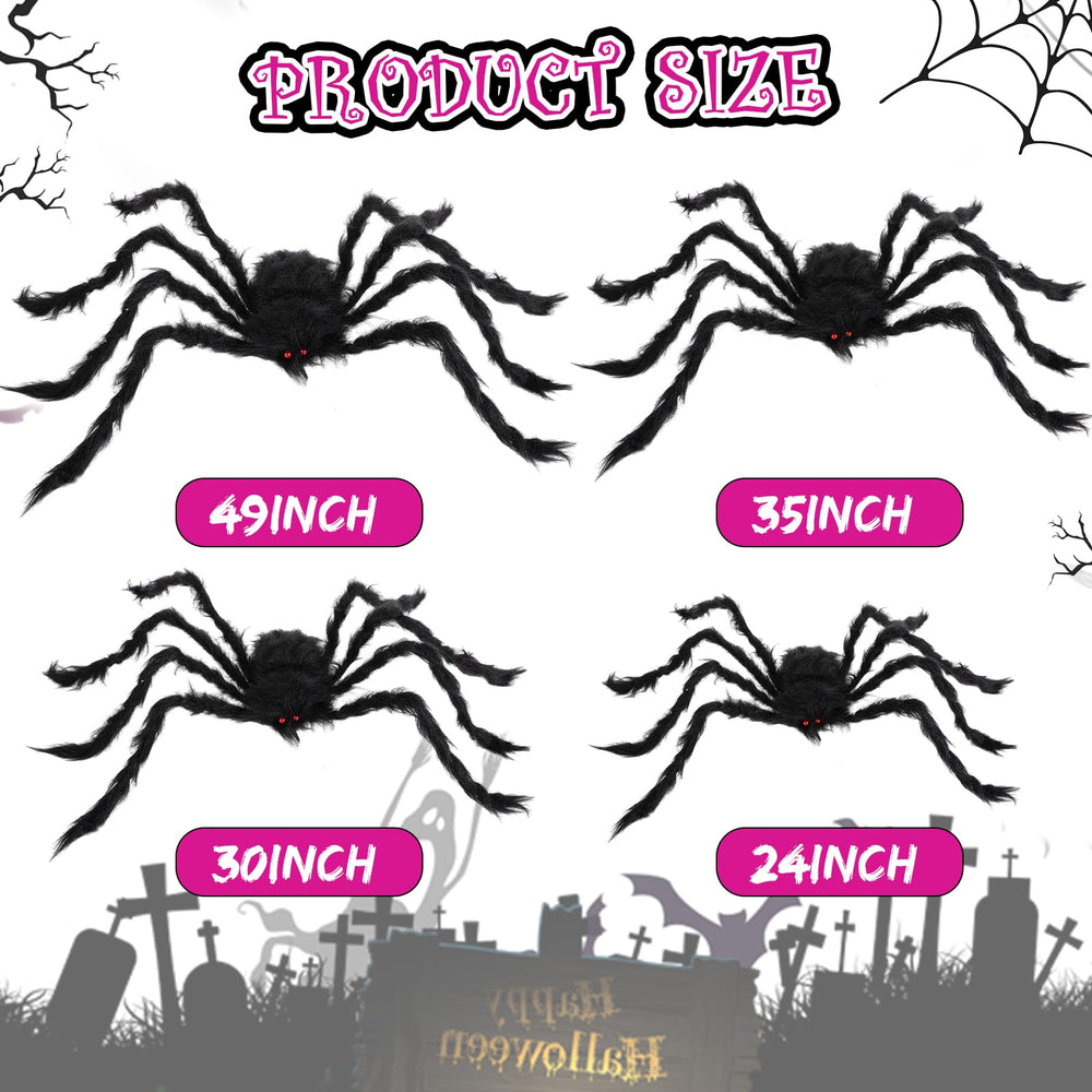 Cinnvoice 4ft giant spider full body lit pink for dramatic yard focal point