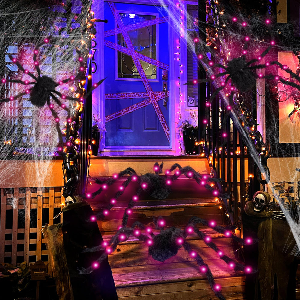 Cinnvoice spider arranged on staircase offering spooky entrance decoration