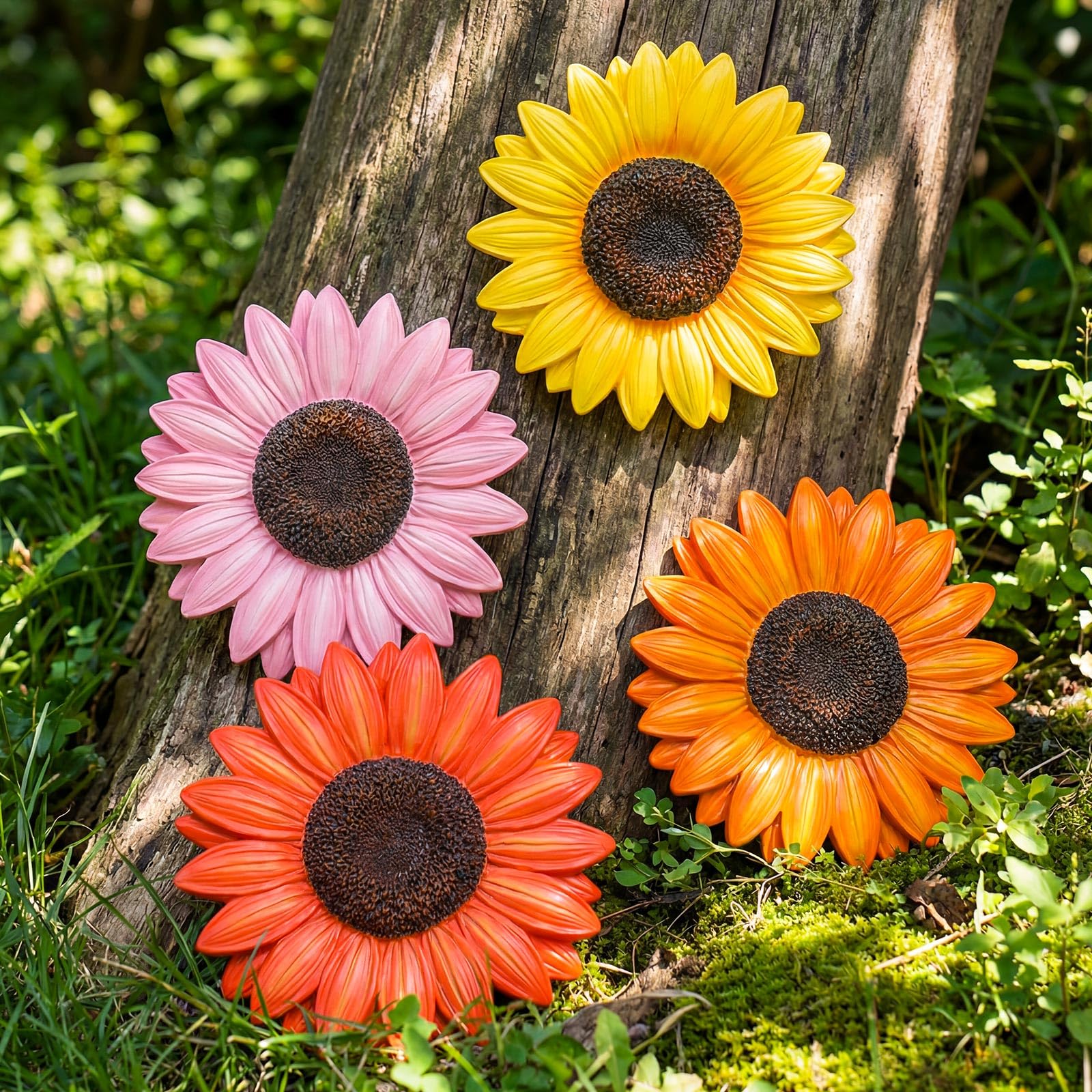 Cinnvoice painted sunflower center detail highlighting weather-resistant color
