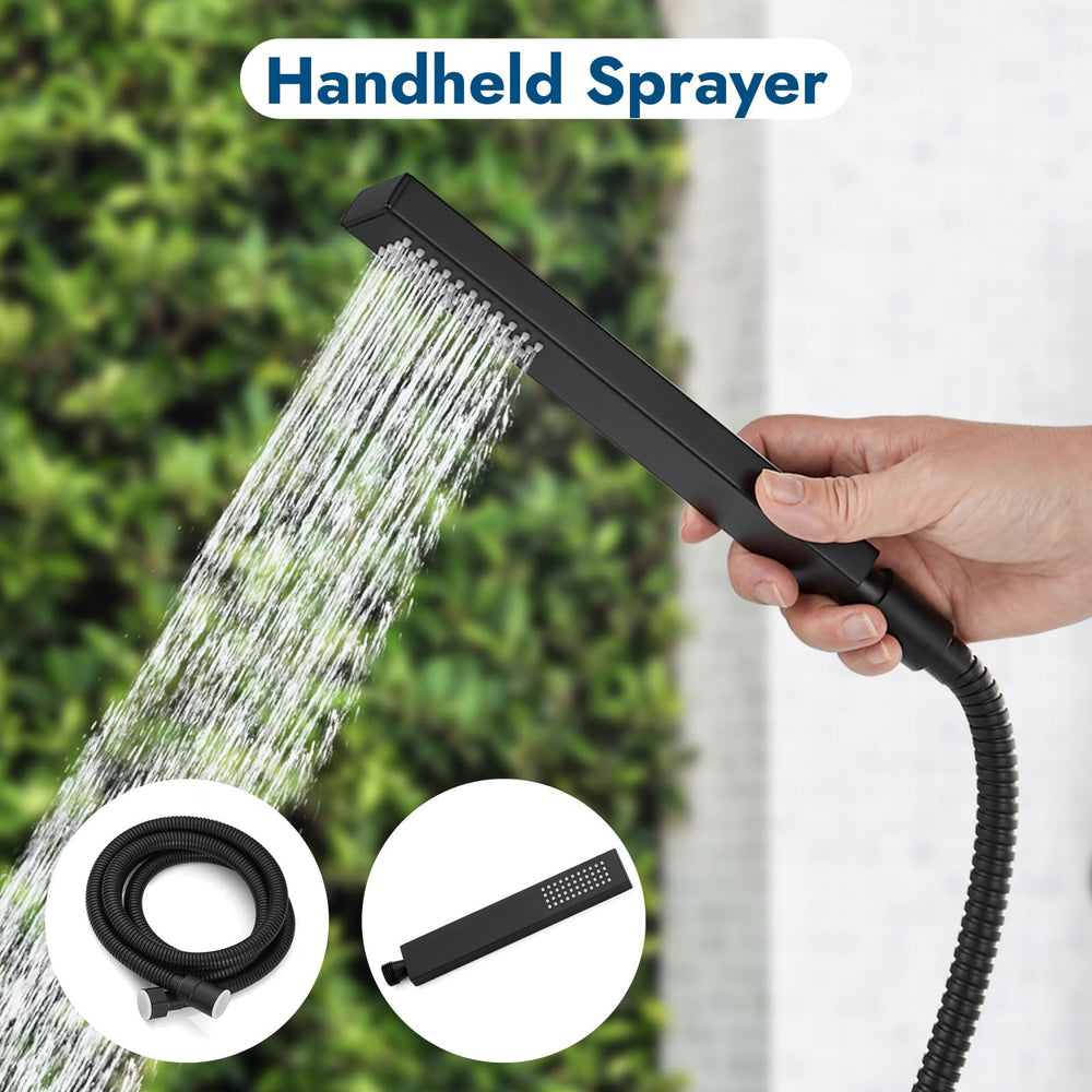 Cinwiny wall-mounted shower installed on patio showing outdoor-ready benefit