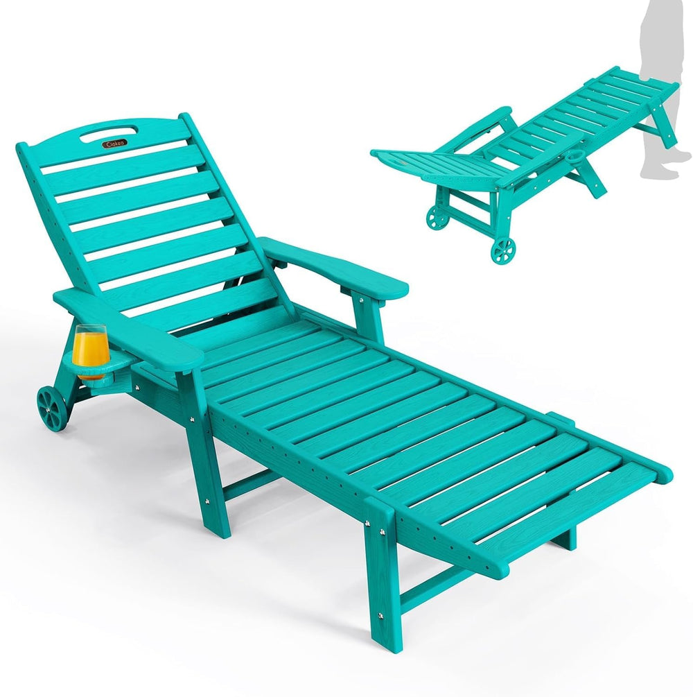 Ciokea front view of chaise lounge showing roomy seat and wide armrests for comfort