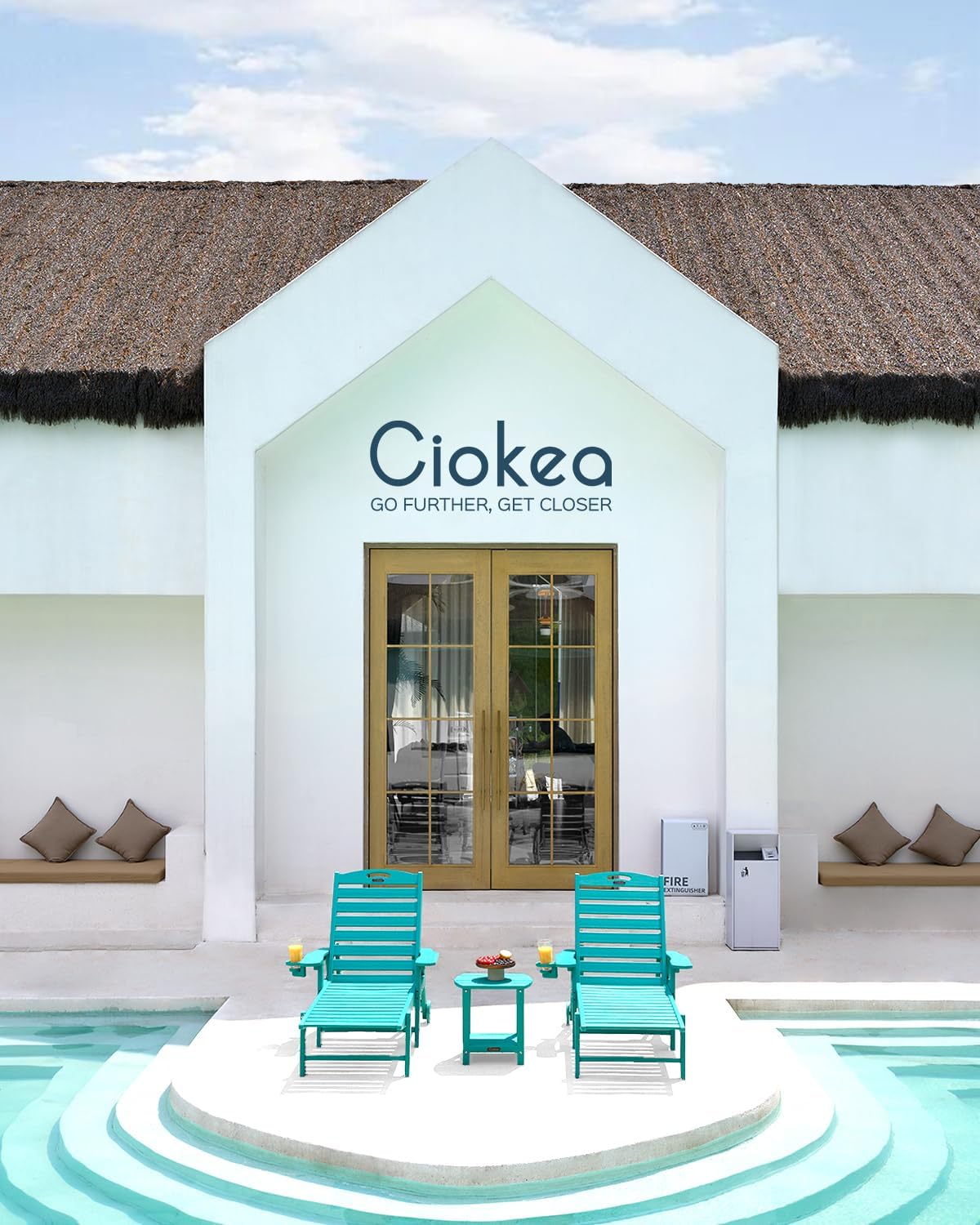 Ciokea side profile highlighting chaise length and five-position reclining support