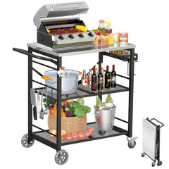 Ciokea front view of grill cart showing sturdy construction and storage benefit