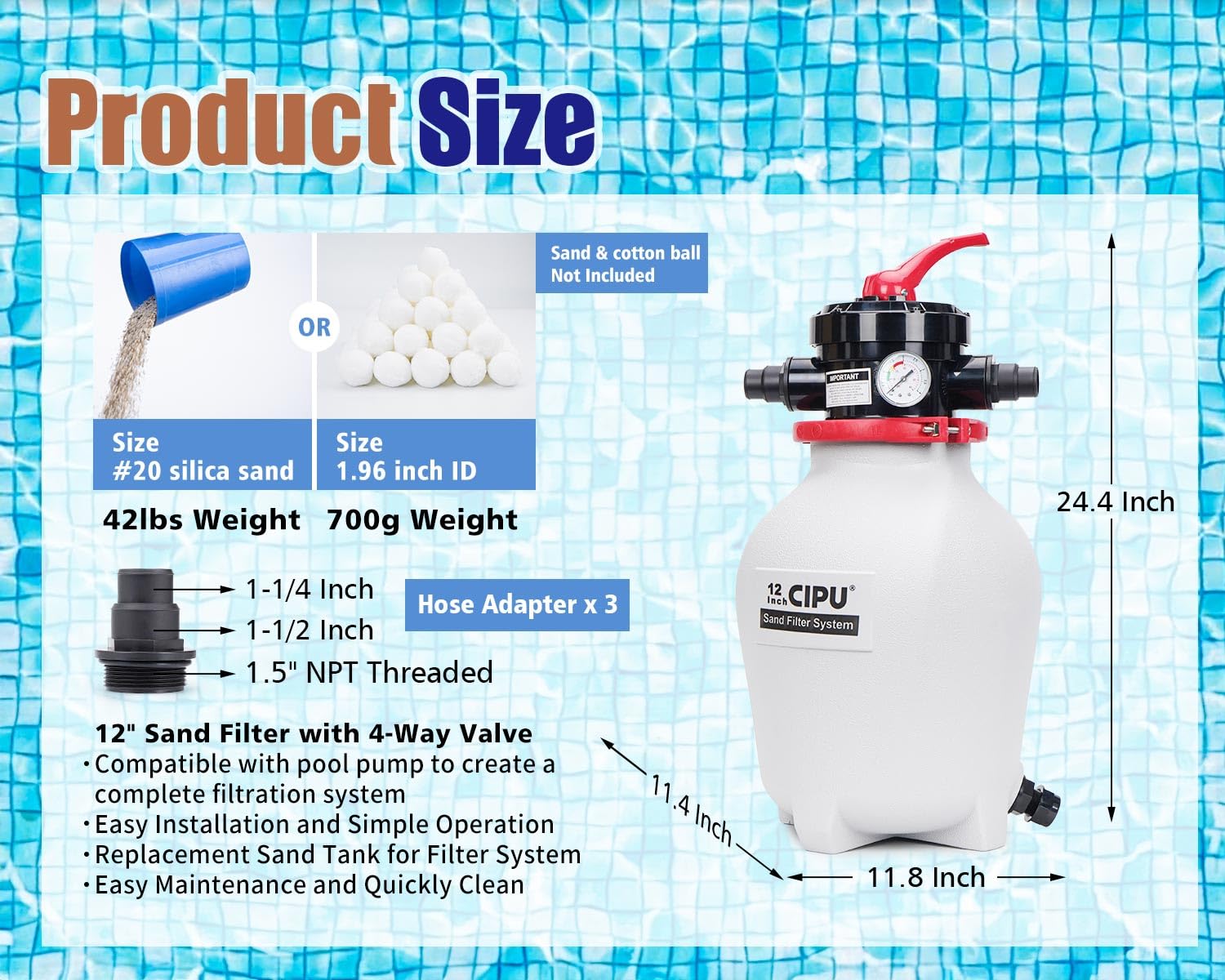 CIPU filter installed beside above-ground pool demonstrating space-saving setup