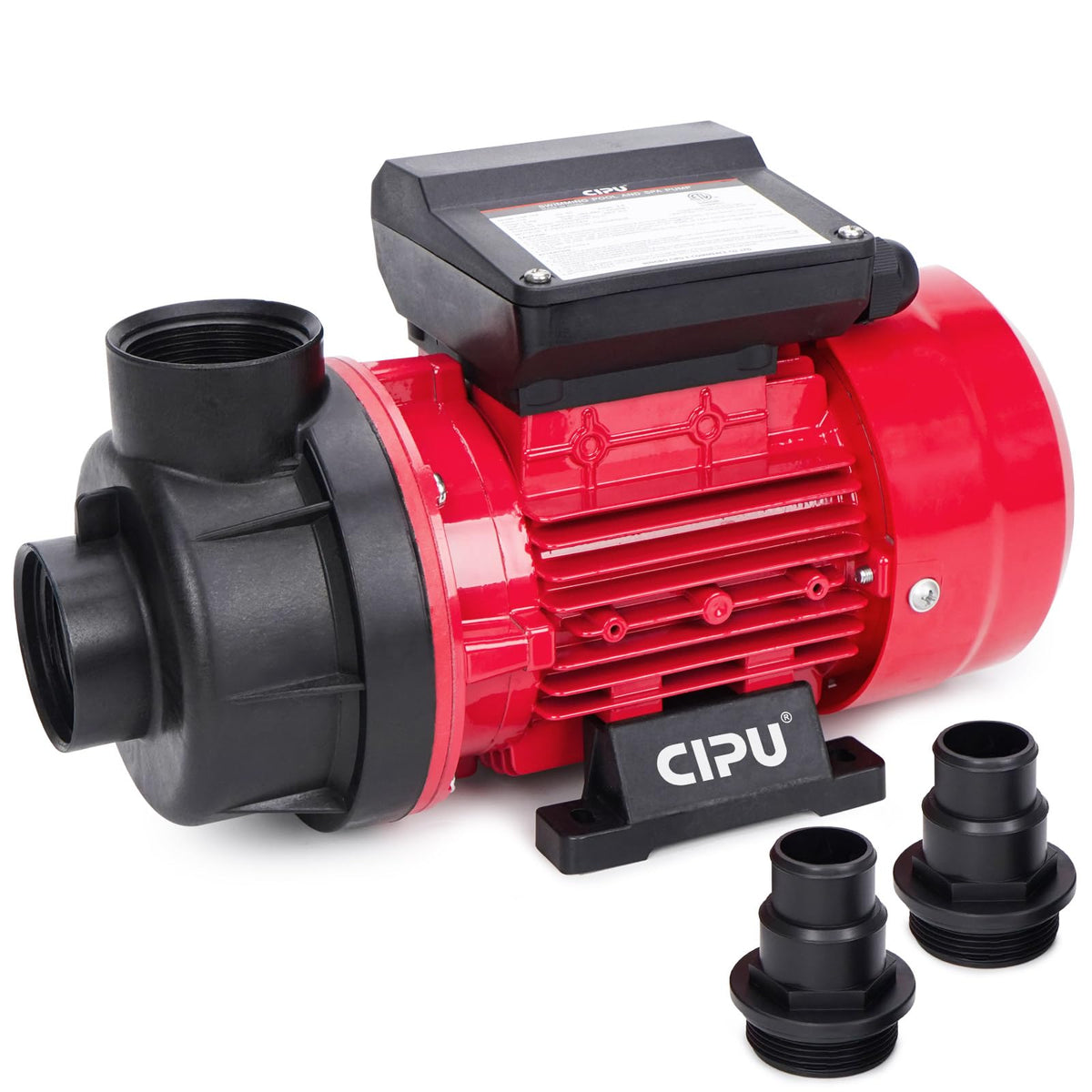 CIPU front view showing pump body and clear strainer, aiding easy inspection