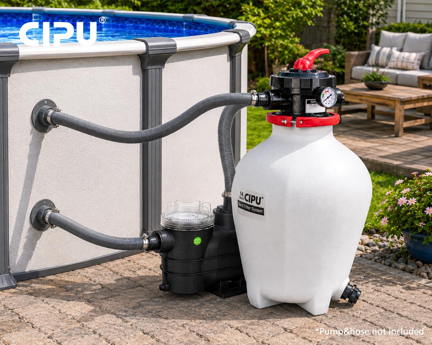 CIPU top-open showing sand media and ball option for flexible filtration benefit