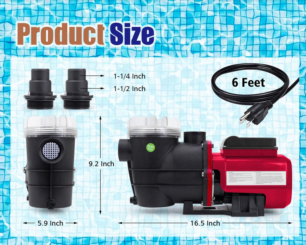 CIPU pump beside pool hose to show scale and installation size
