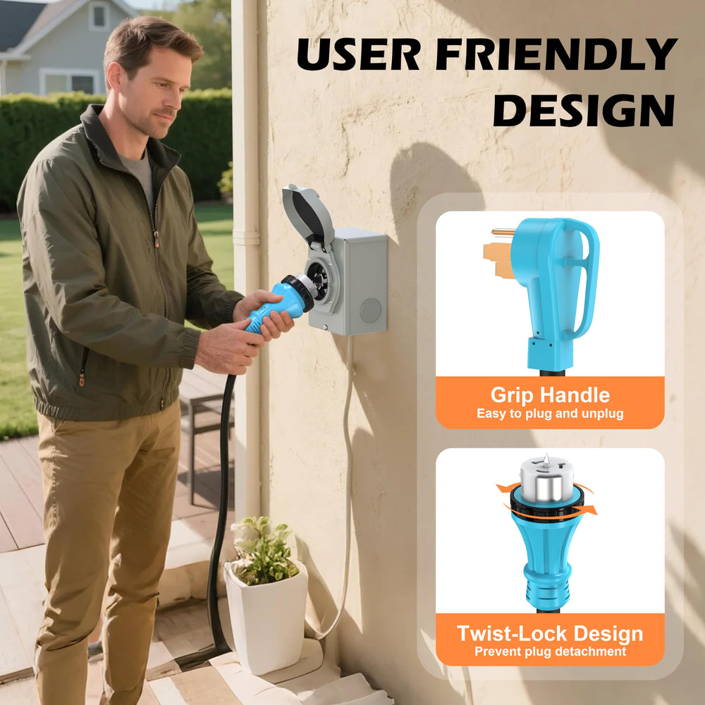 CircleRiver cord connected between generator and home transfer switch for emergency power