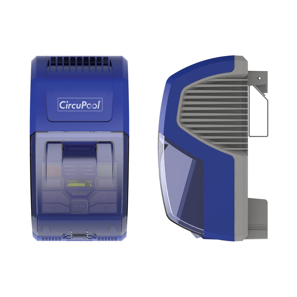 Circupool unit next to measuring tape showing compact size and easy placement