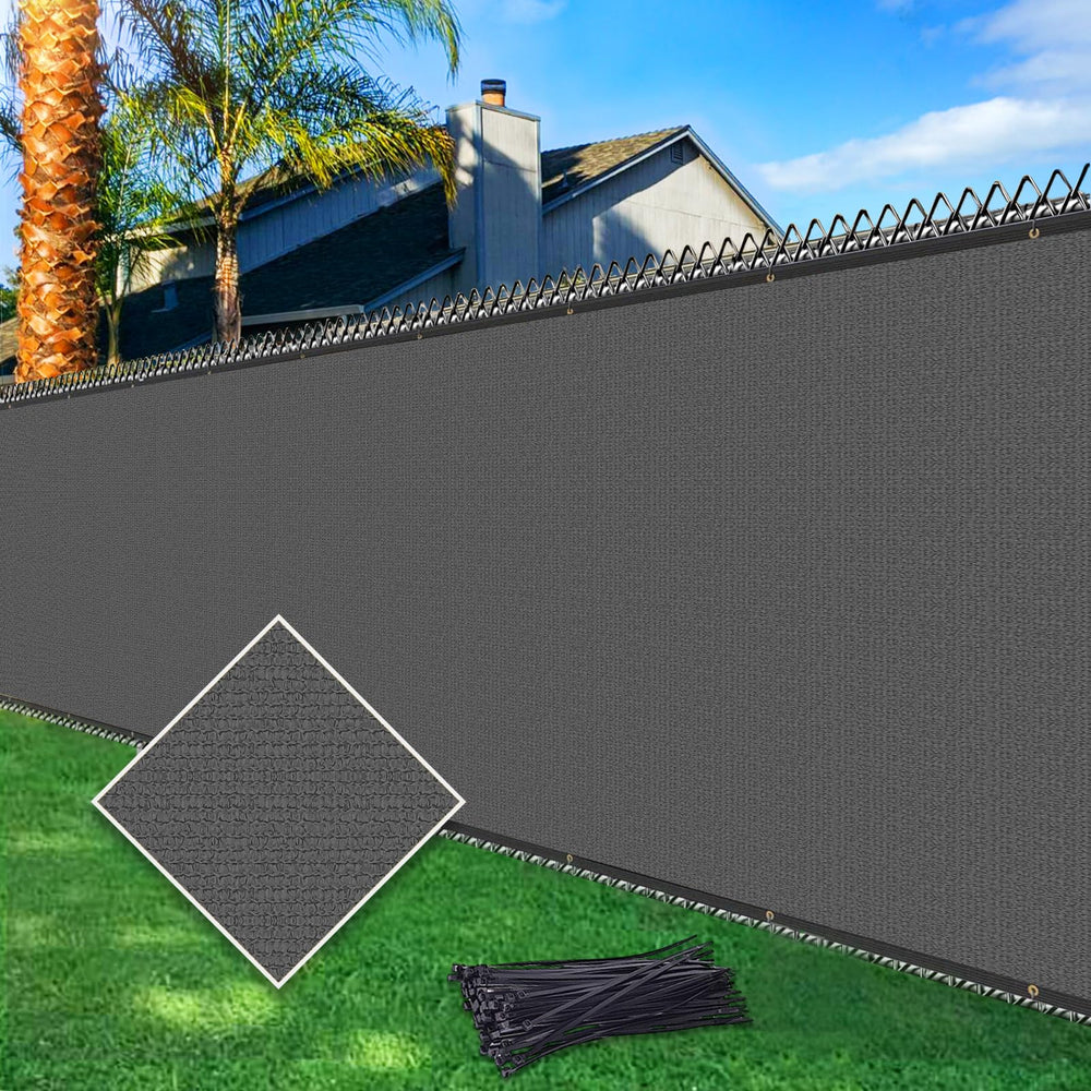 Cisvio front view of dark grey privacy fence screen showing full coverage