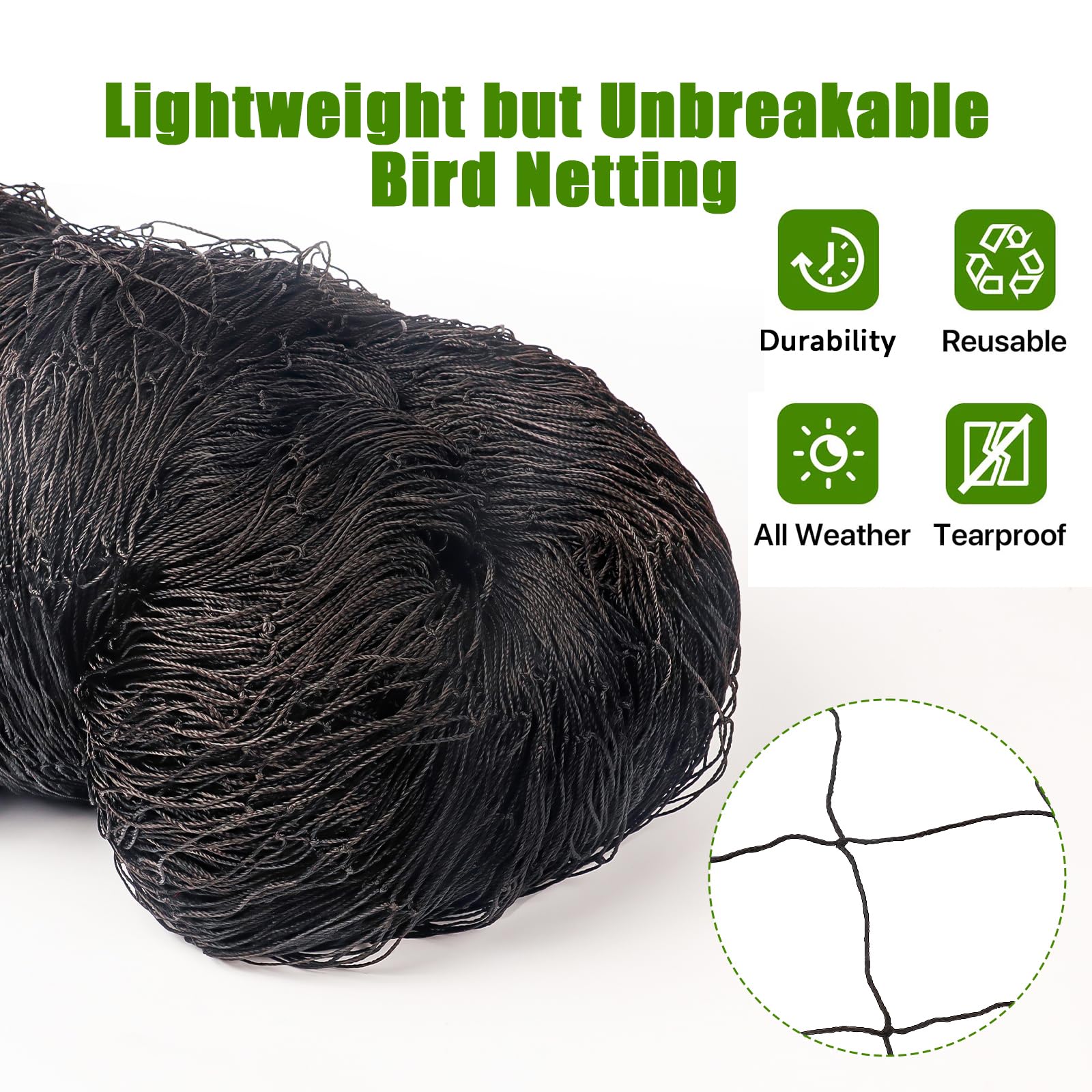 CITOOTY stakes anchored in soil securing net edges and wind resistance benefit