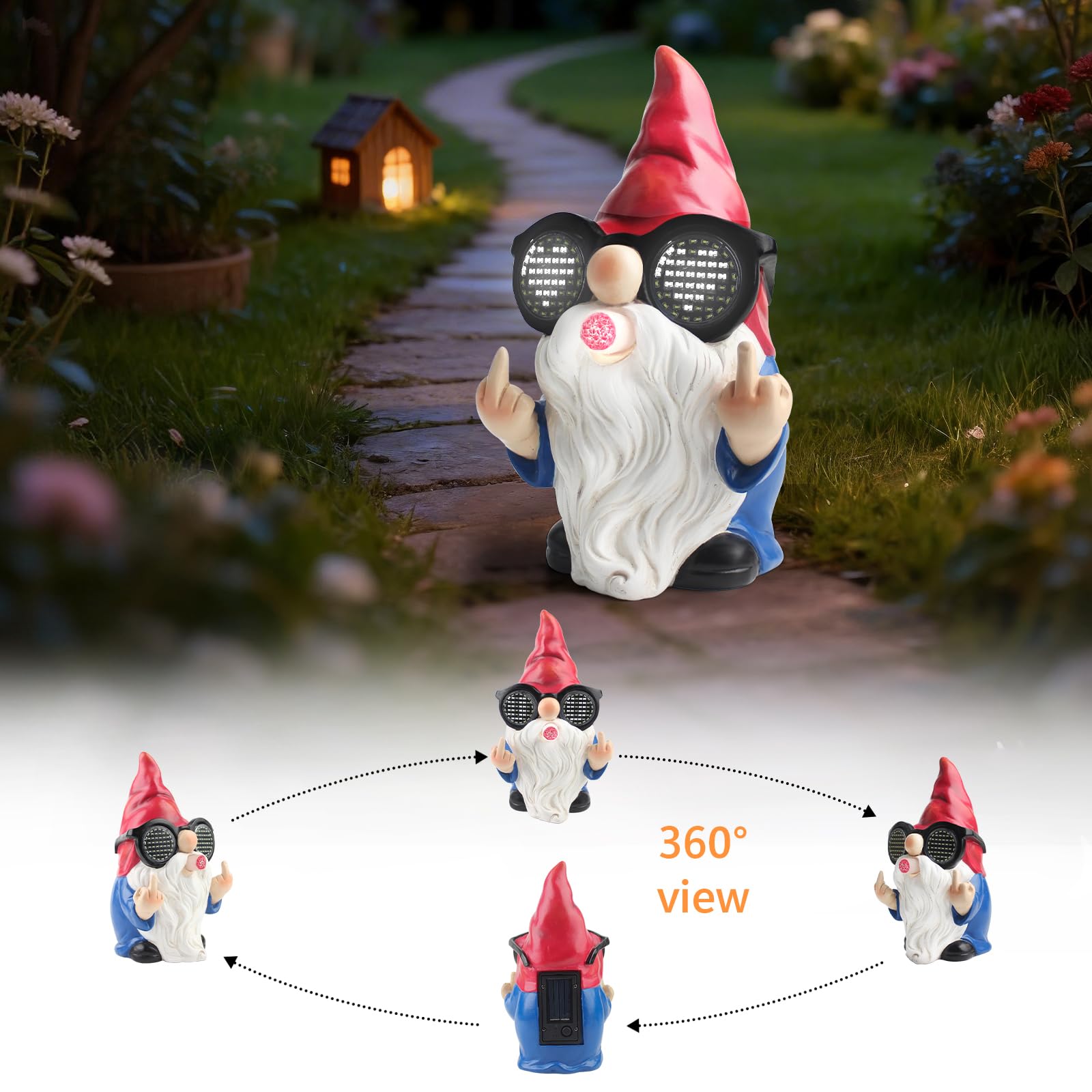 CIYSHO gnome placed among flowers demonstrating outdoor charm and scale