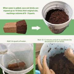 CJGQ brick hydrating in bucket illustrating quick expansion and easy prep