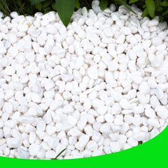 CJGQ front bag of white pebbles showing product weight and packaging benefits