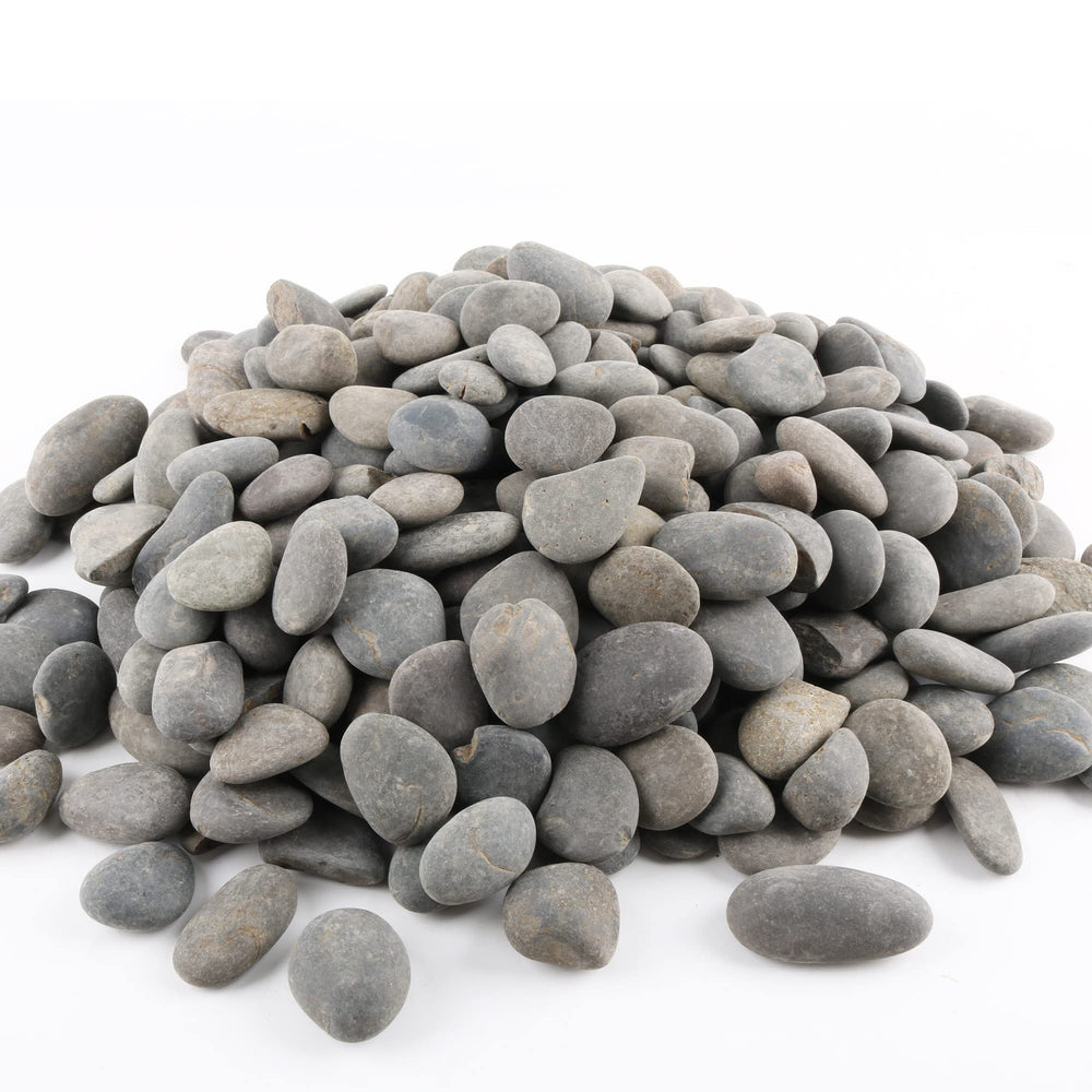 CJGQ 18-pound bag of grey river rocks showing full packaging and quantity benefit