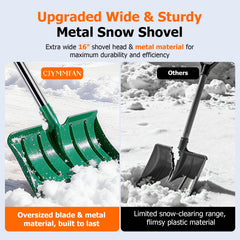 CJYMMFAN adjustable handle demonstration extended to 64 inches for upright shoveling and less back strain