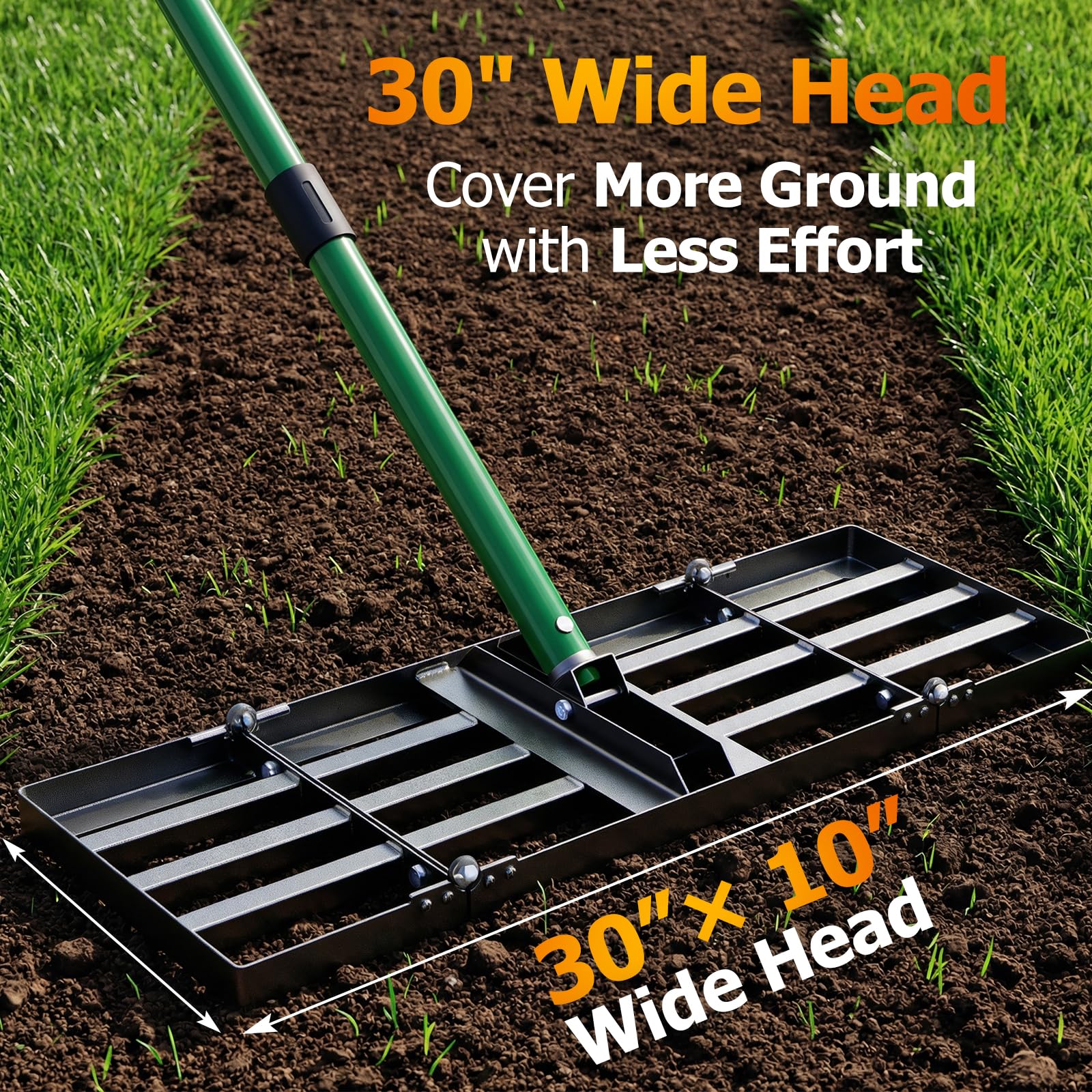 CJYMMFAN leveling soil in backyard to create an even lawn surface