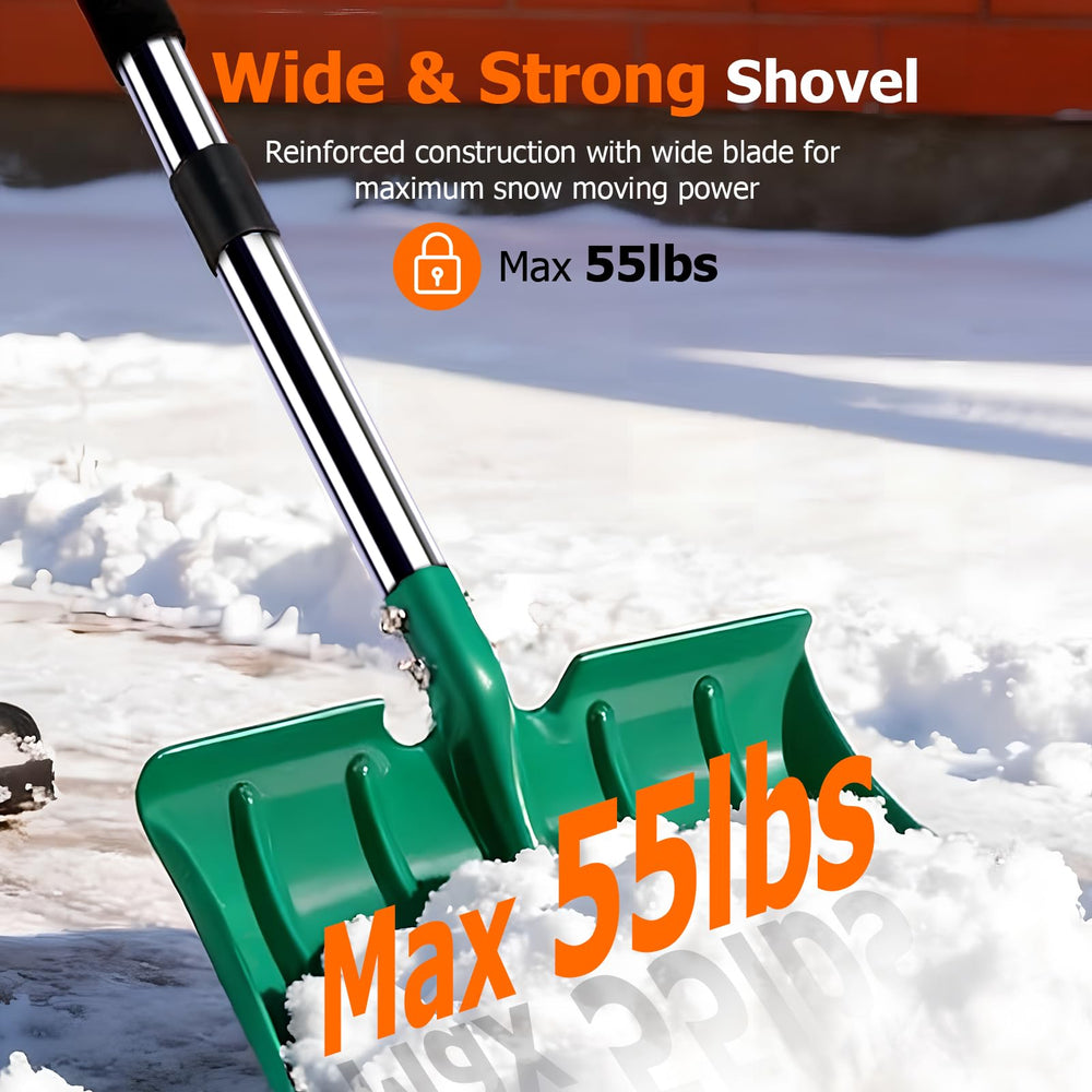 CJYMMFAN shovel beside a ruler showing length and blade width for scale and capacity comparison