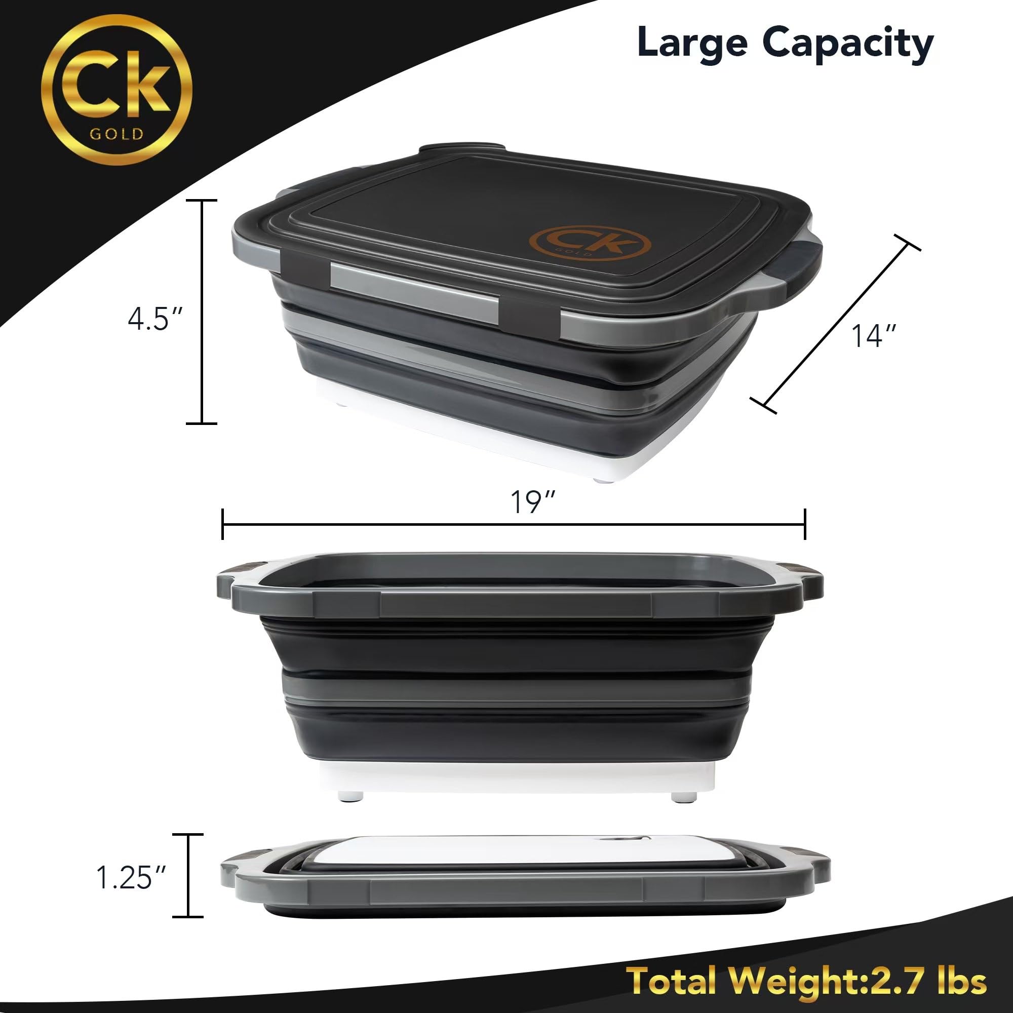 CK GOLD expanded tub filled showing large 16L capacity for marinating