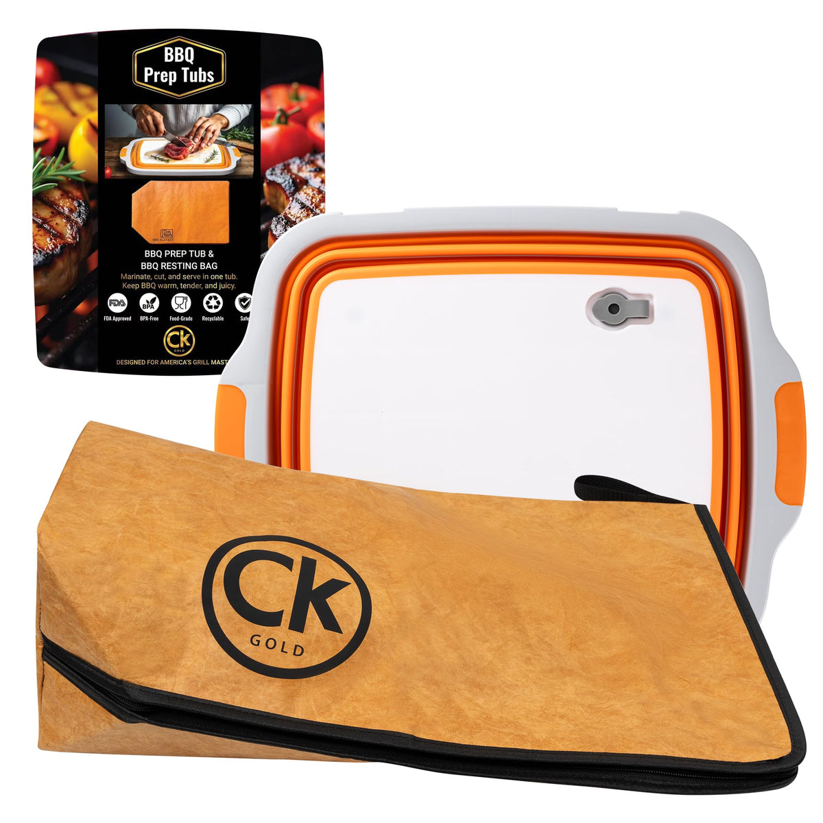 CK GOLD front view of tub showing secure lid and stable base for safer prep