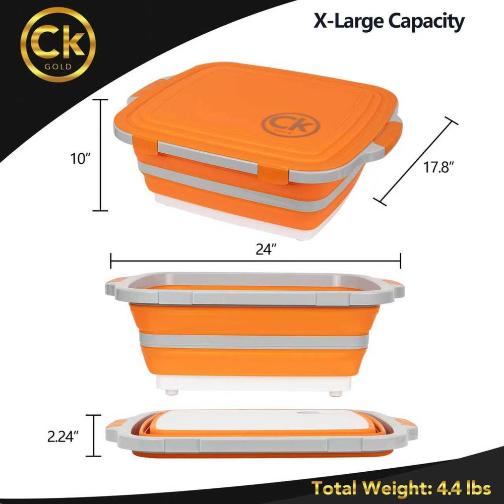 CK GOLD removable cutting board on tub offering stable chopping surface