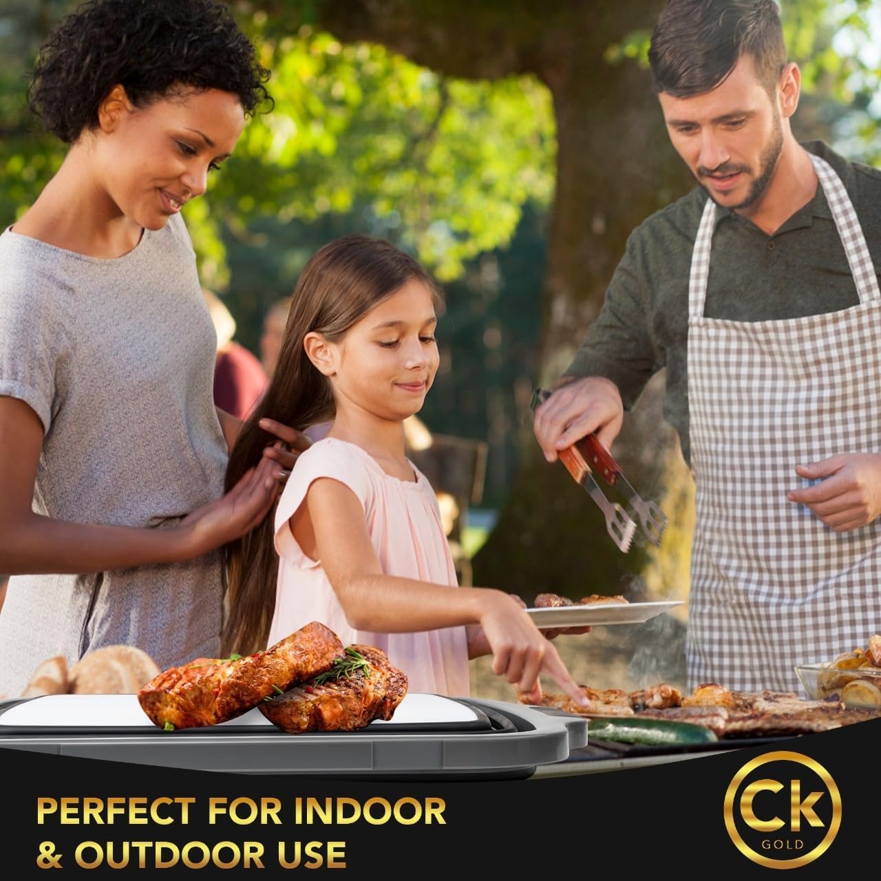 CK GOLD cutting board lid placed on tub for easy slicing benefit
