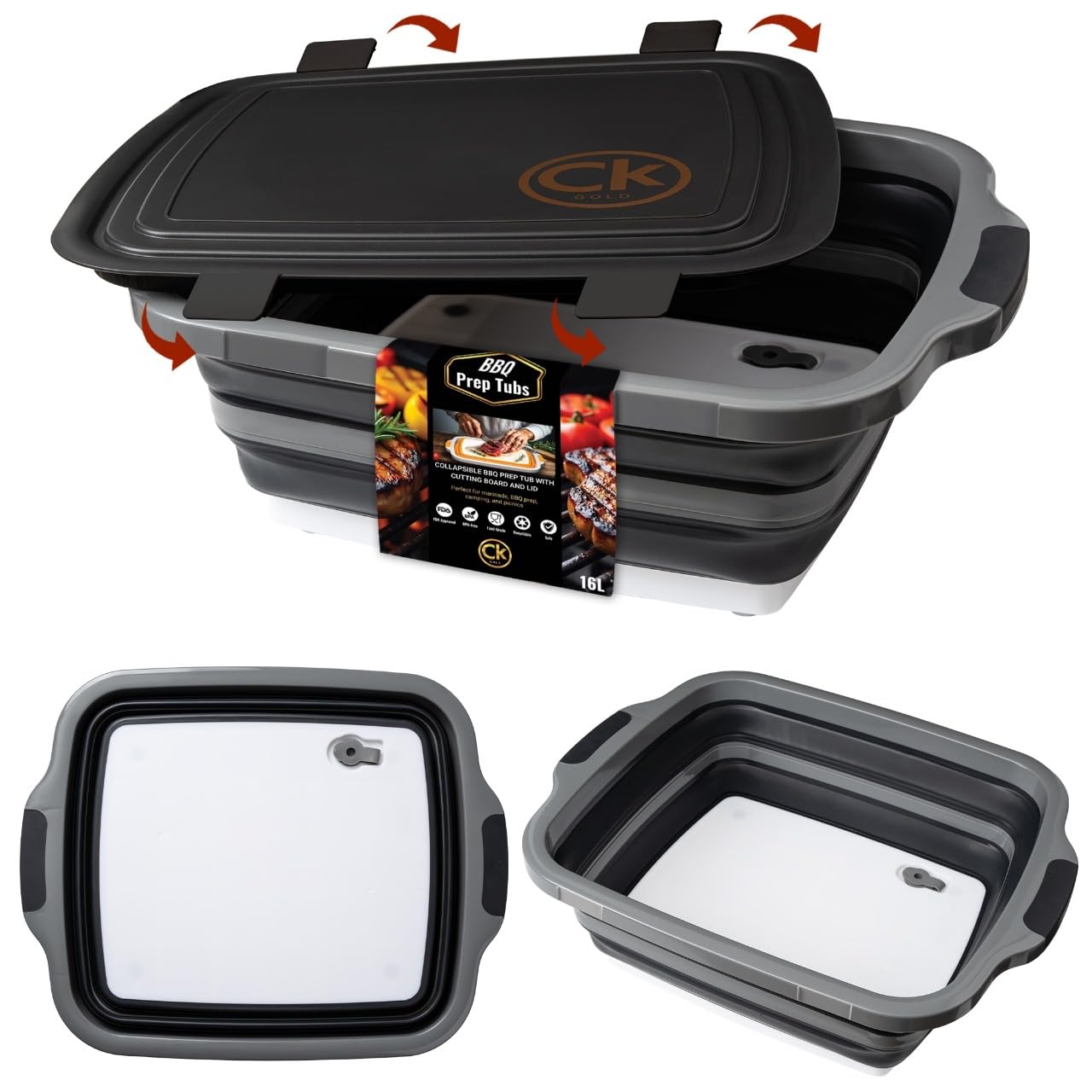 CK GOLD front view with lid showing secure closure and easy transport benefit