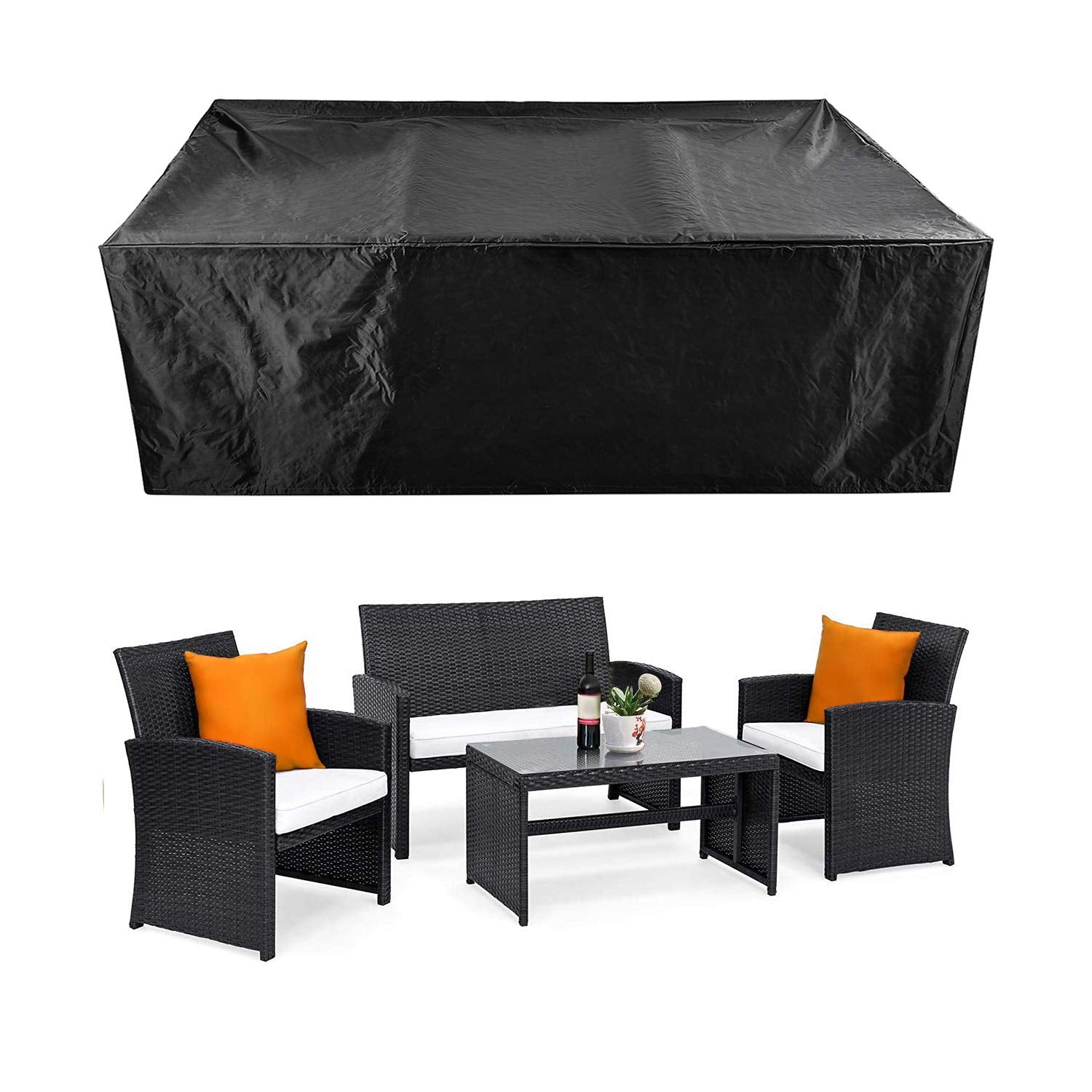 CKCLUU front view of cover on small sectional protecting furniture